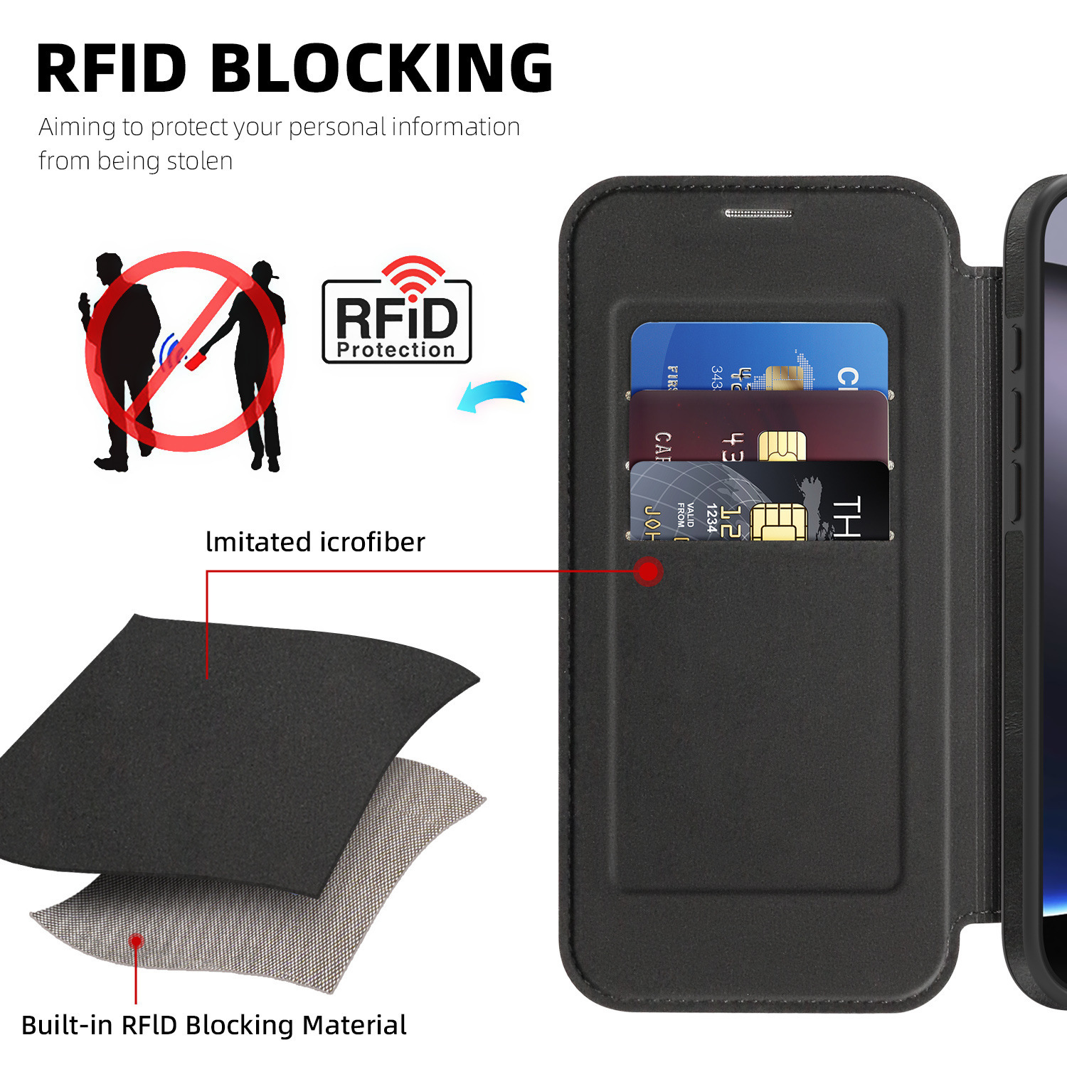 Compatible with Apple 17 Air phone case, 16/15 Pro Max magnetic flip case with card slot, 13/14 Pro protective case