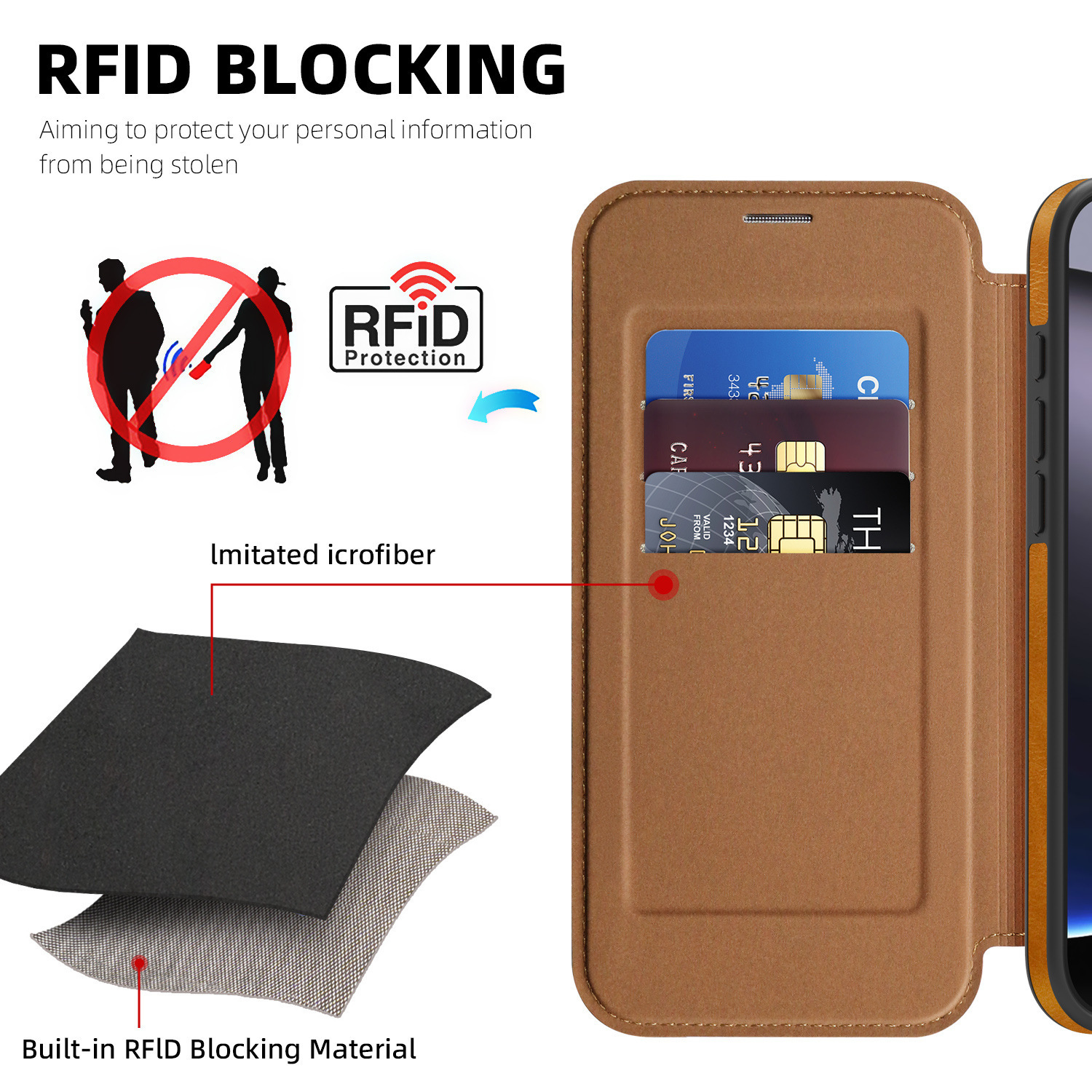 Compatible with Apple 17 Air phone case, 16/15 Pro Max magnetic flip case with card slot, 13/14 Pro protective case