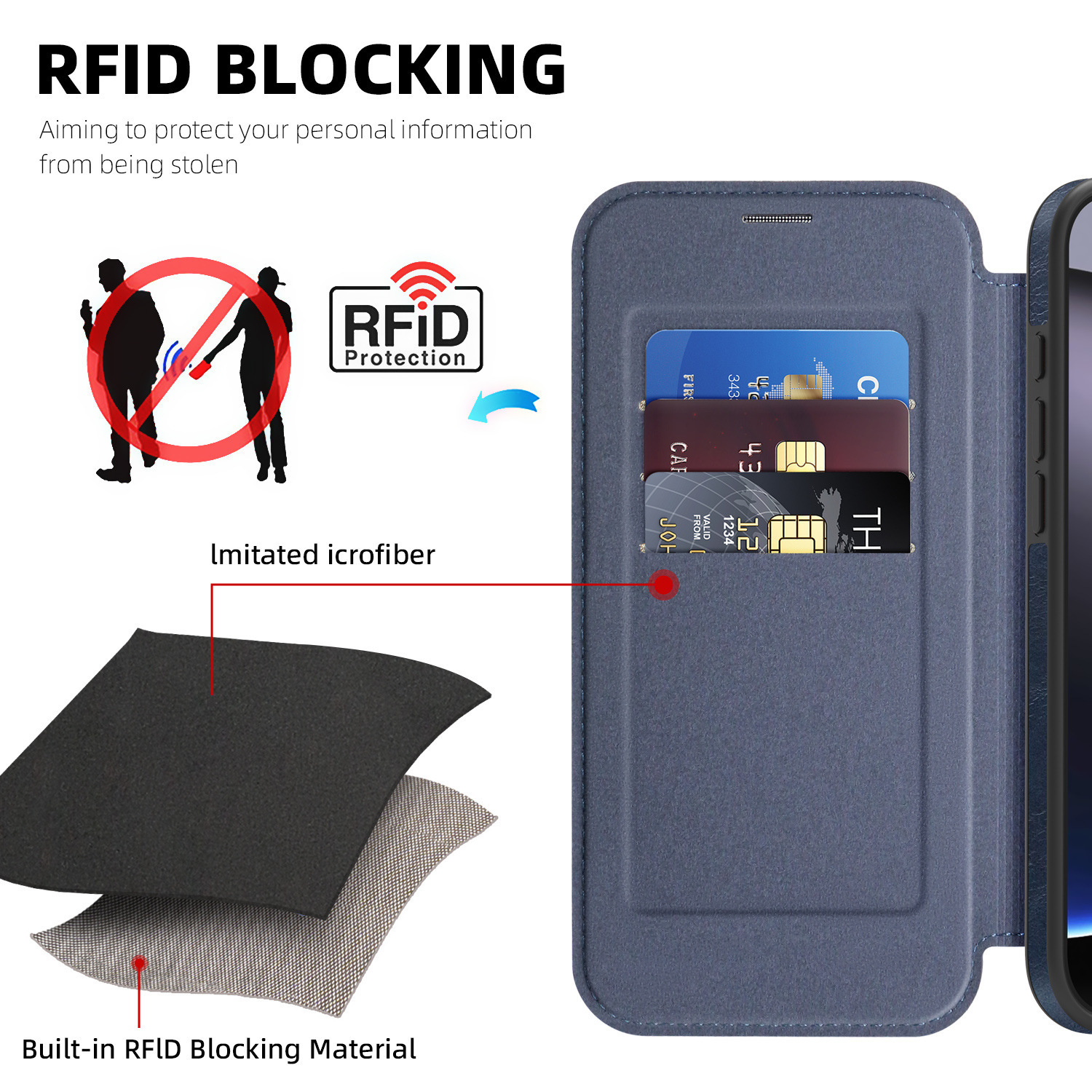 Compatible with Apple 17 Air phone case, 16/15 Pro Max magnetic flip case with card slot, 13/14 Pro protective case
