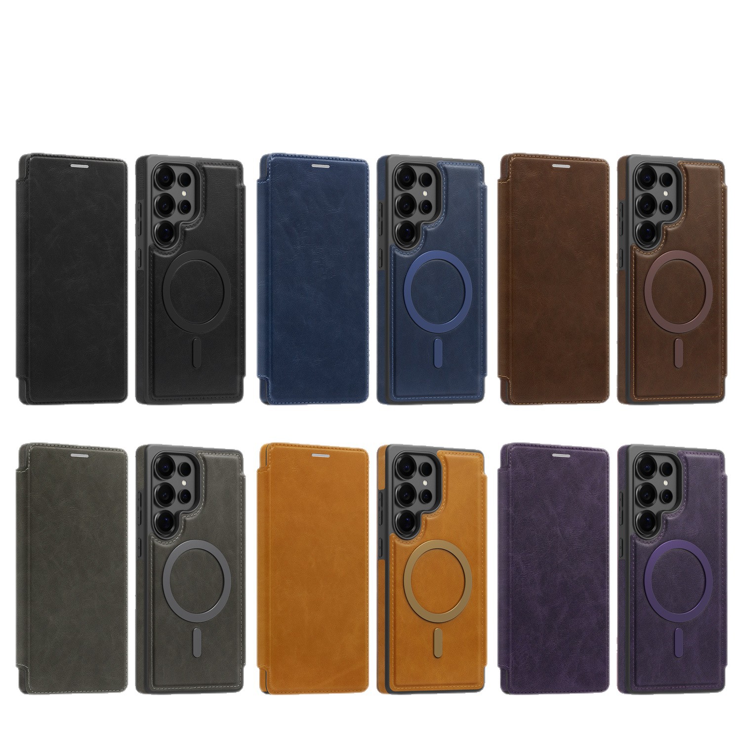 Compatible with Samsung S26 Ultra phone case, S25 Plus magnetic flip case, S24FE SIM card slot full-coverage protective case