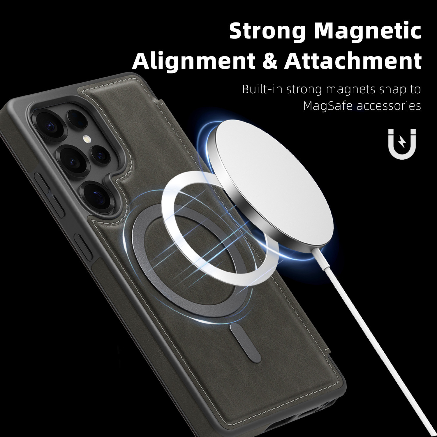 Compatible with Samsung S26 Ultra phone case, S25 Plus magnetic flip case, S24FE SIM card slot full-coverage protective case