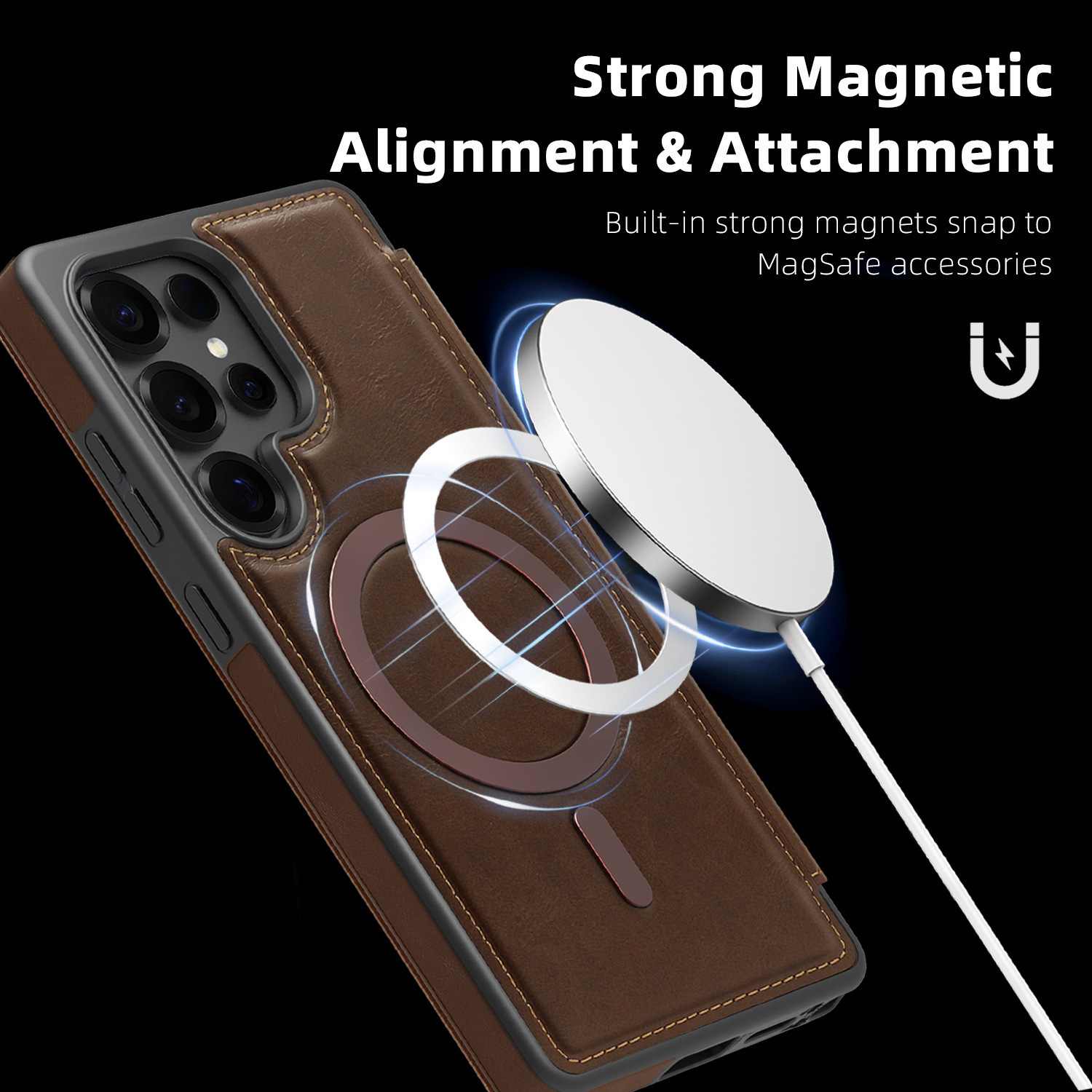 Compatible with Samsung S26 Ultra phone case, S25 Plus magnetic flip case, S24FE SIM card slot full-coverage protective case