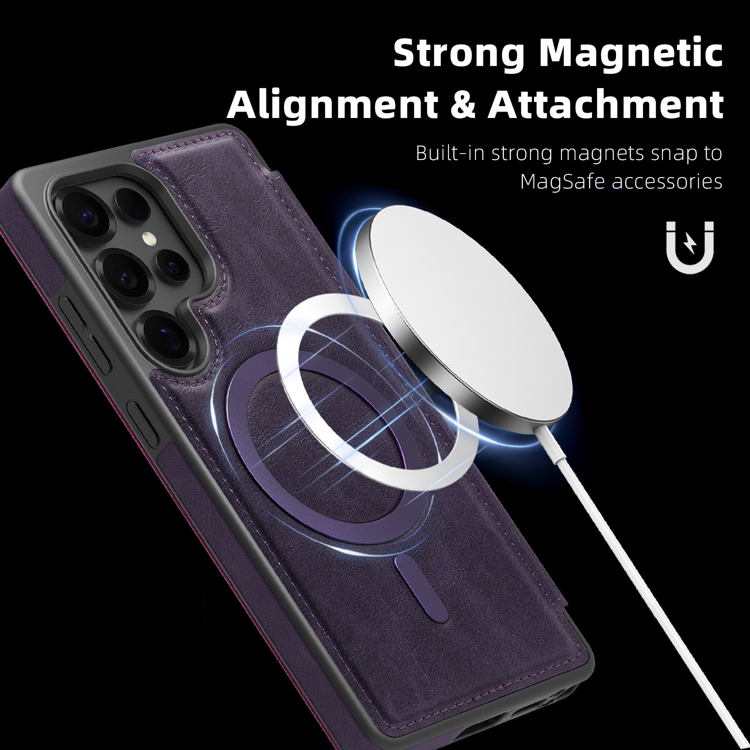 Compatible with Samsung S26 Ultra phone case, S25 Plus magnetic flip case, S24FE SIM card slot full-coverage protective case