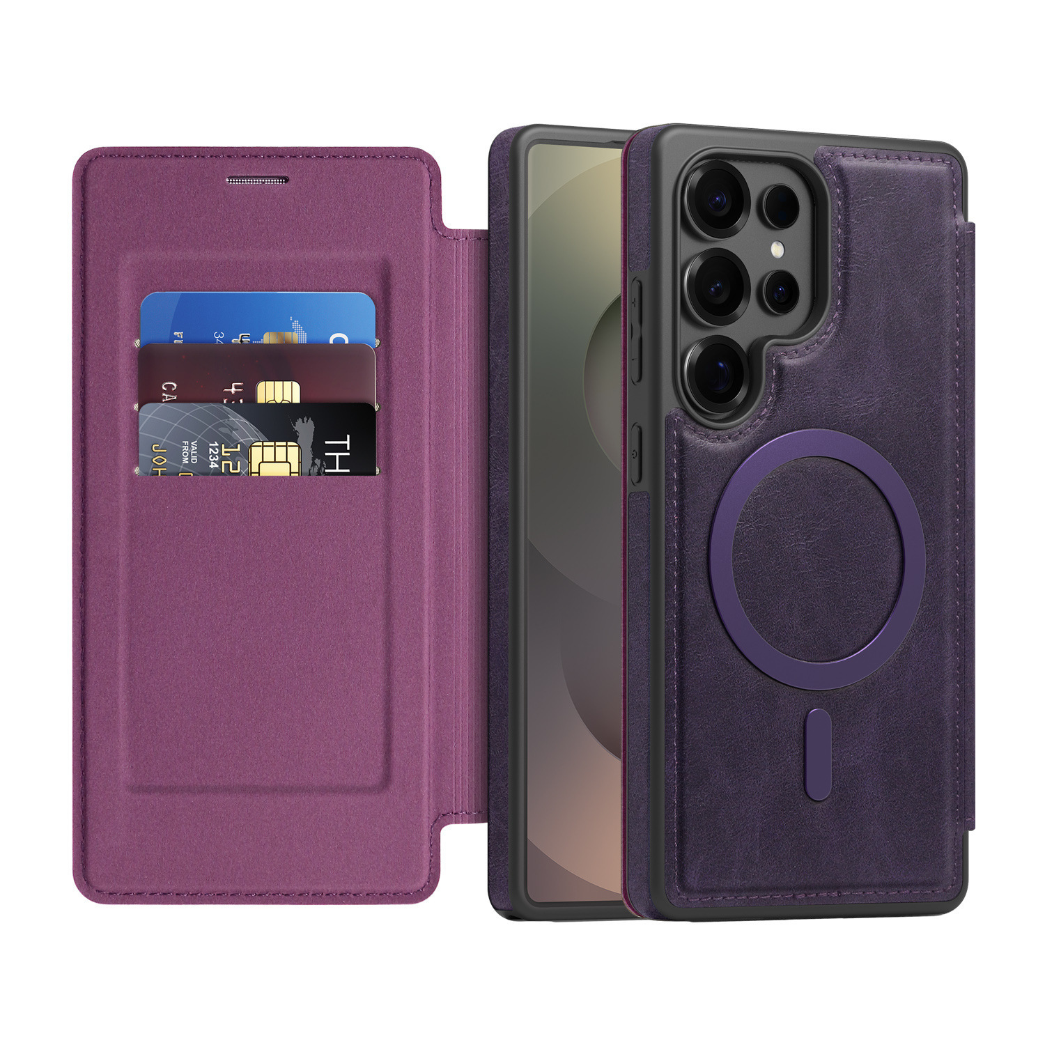 Compatible with Samsung S26 Ultra phone case, S25 Plus magnetic flip case, S24FE SIM card slot full-coverage protective case