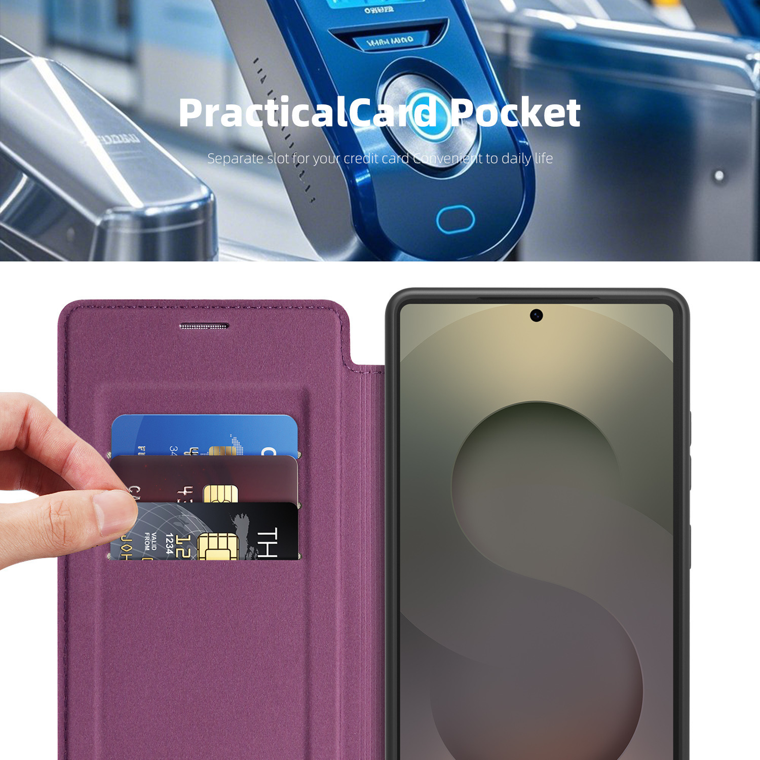 Compatible with Samsung S26 Ultra phone case, S25 Plus magnetic flip case, S24FE SIM card slot full-coverage protective case