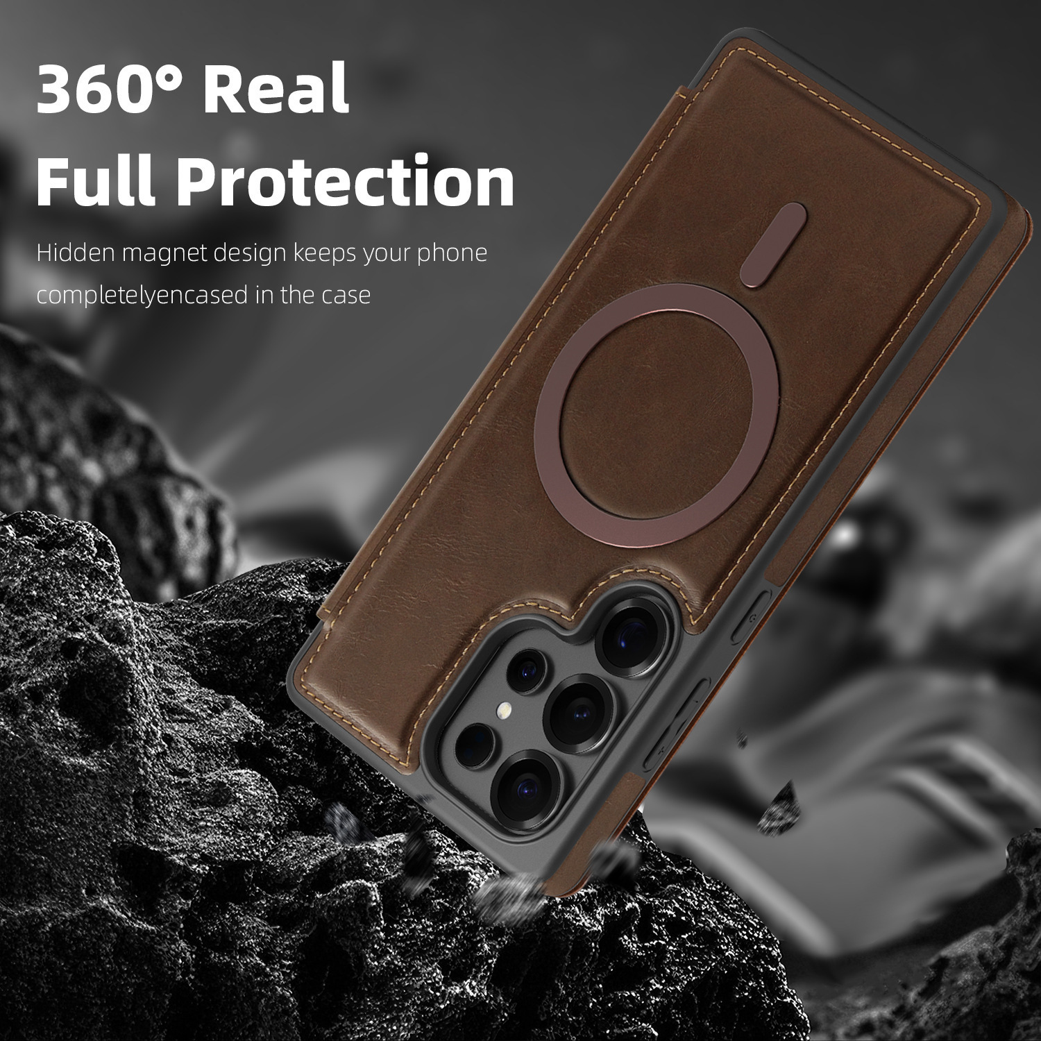 Compatible with Samsung S26 Ultra phone case, S25 Plus magnetic flip case, S24FE SIM card slot full-coverage protective case