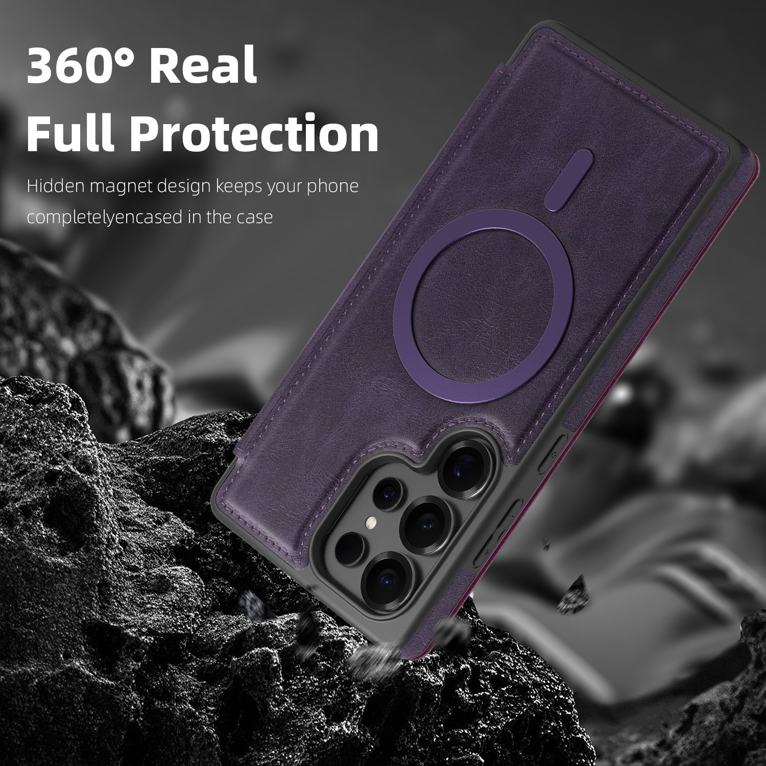 Compatible with Samsung S26 Ultra phone case, S25 Plus magnetic flip case, S24FE SIM card slot full-coverage protective case