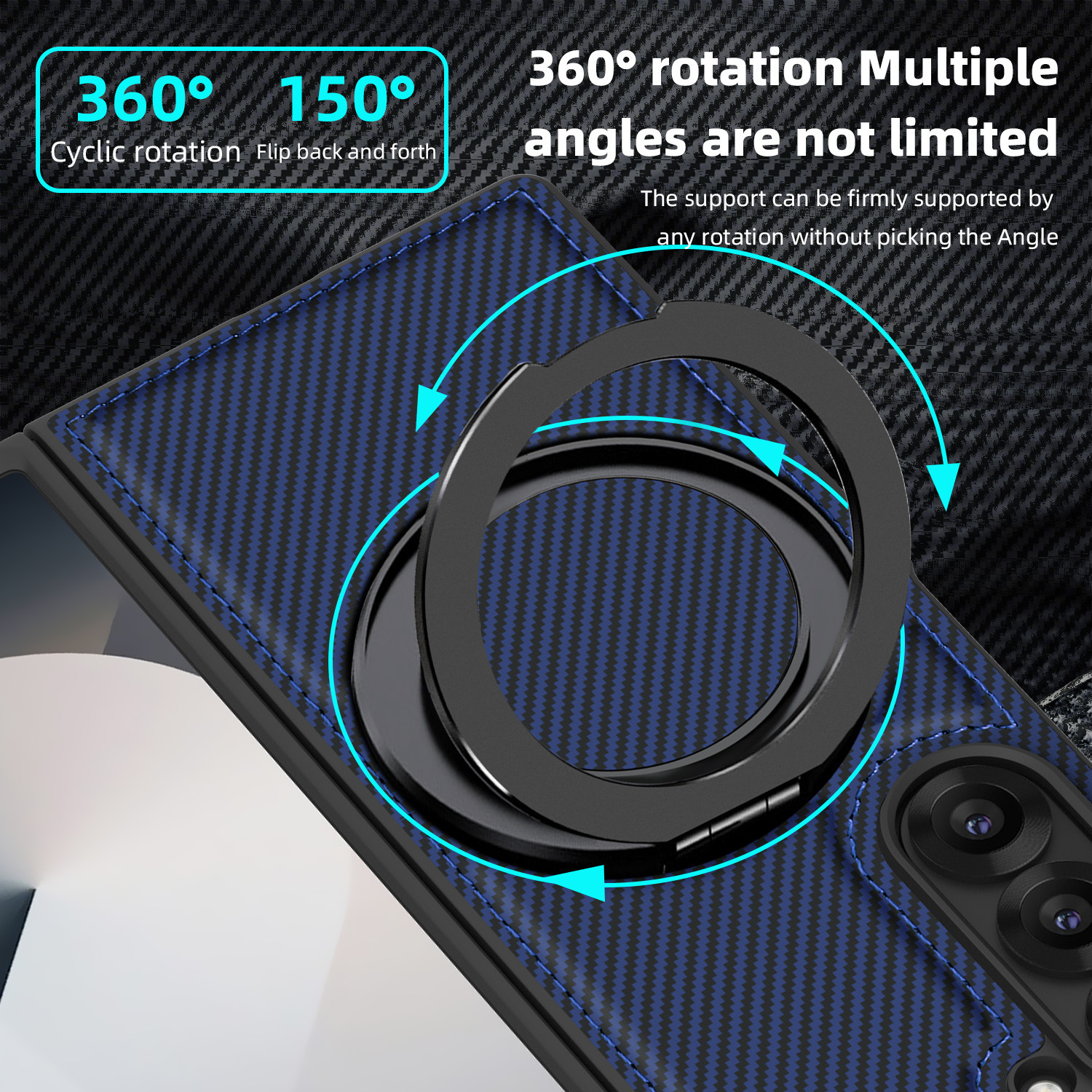 Compatible with Samsung Z Fold8/7 phone case 6/5 magnetic rotating 360° stand 4/3 carbon fiber textured folding screen leather case