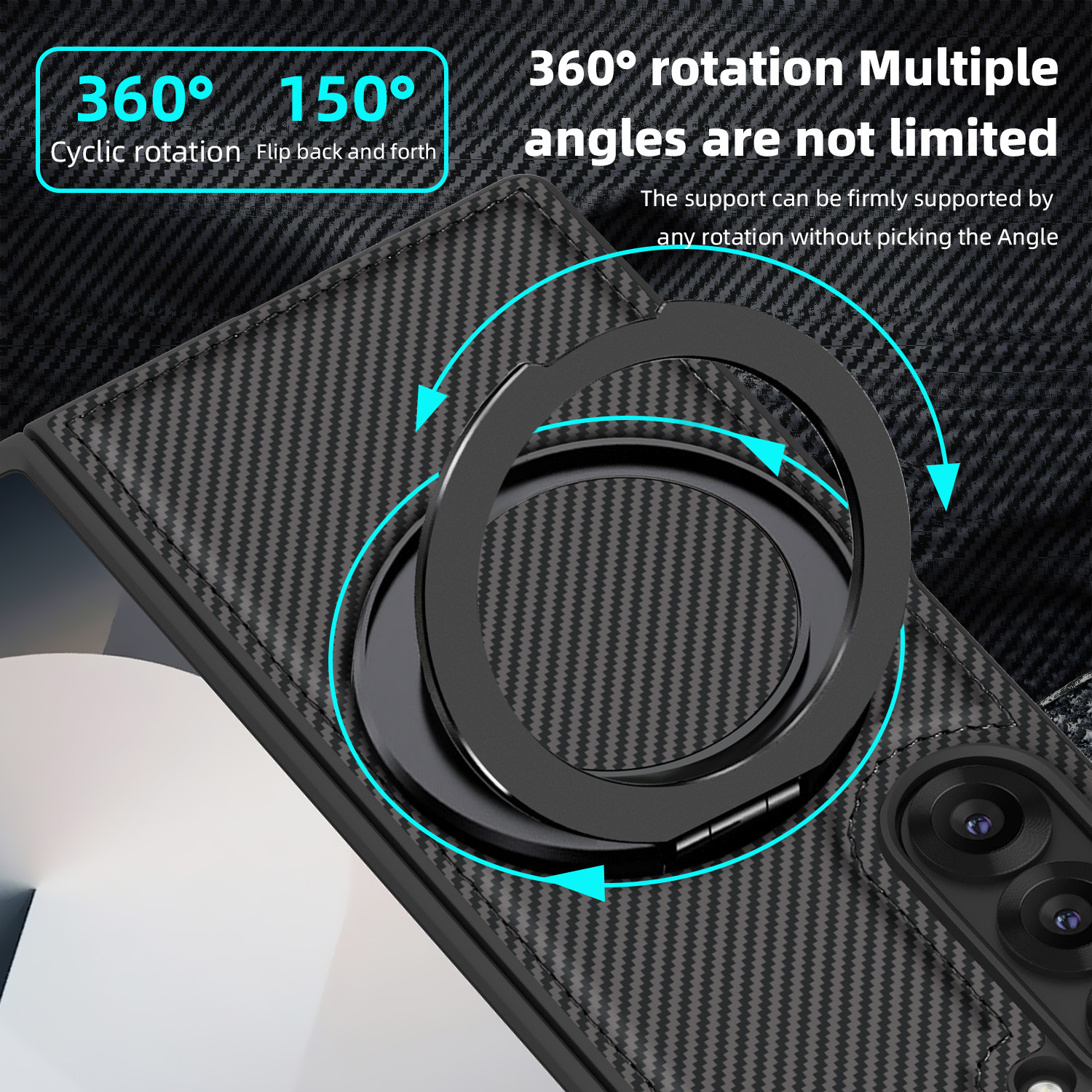 Compatible with Samsung Z Fold8/7 phone case 6/5 magnetic rotating 360° stand 4/3 carbon fiber textured folding screen leather case