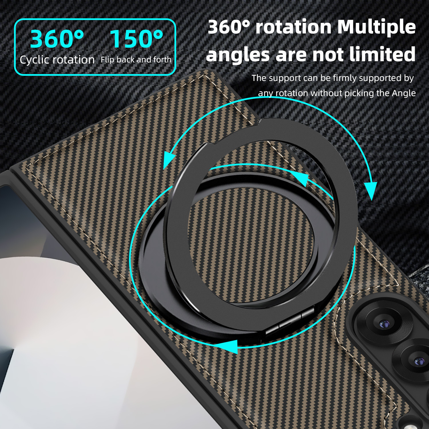 Compatible with Samsung Z Fold8/7 phone case 6/5 magnetic rotating 360° stand 4/3 carbon fiber textured folding screen leather case