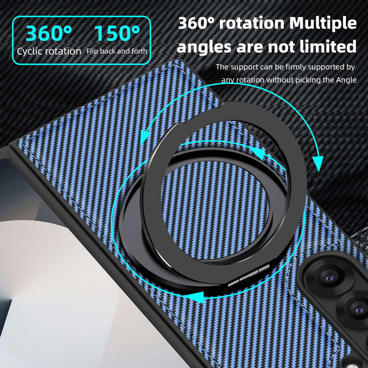 Compatible with Samsung Z Fold8/7 phone case 6/5 magnetic rotating 360° stand 4/3 carbon fiber textured folding screen leather case