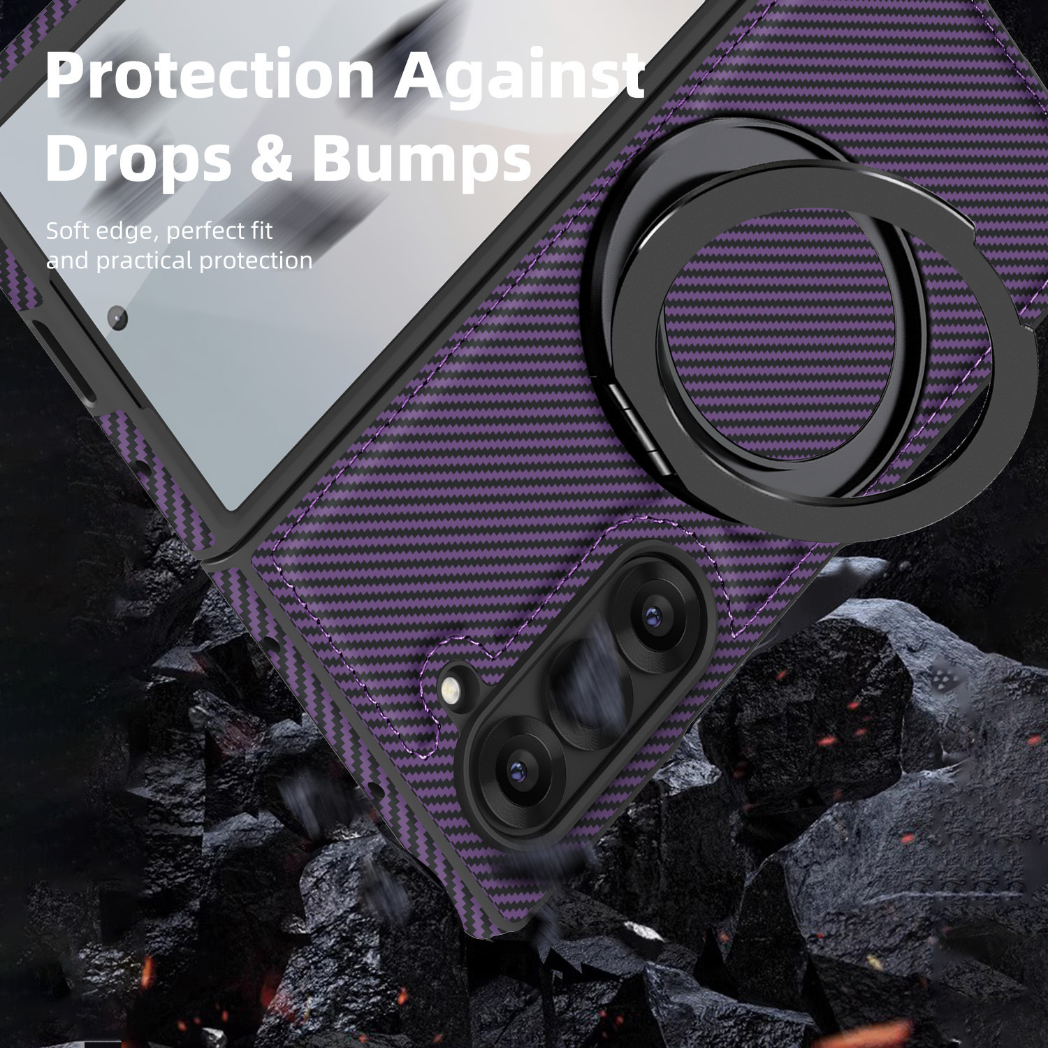 Compatible with Samsung Z Fold8/7 phone case 6/5 magnetic rotating 360° stand 4/3 carbon fiber textured folding screen leather case