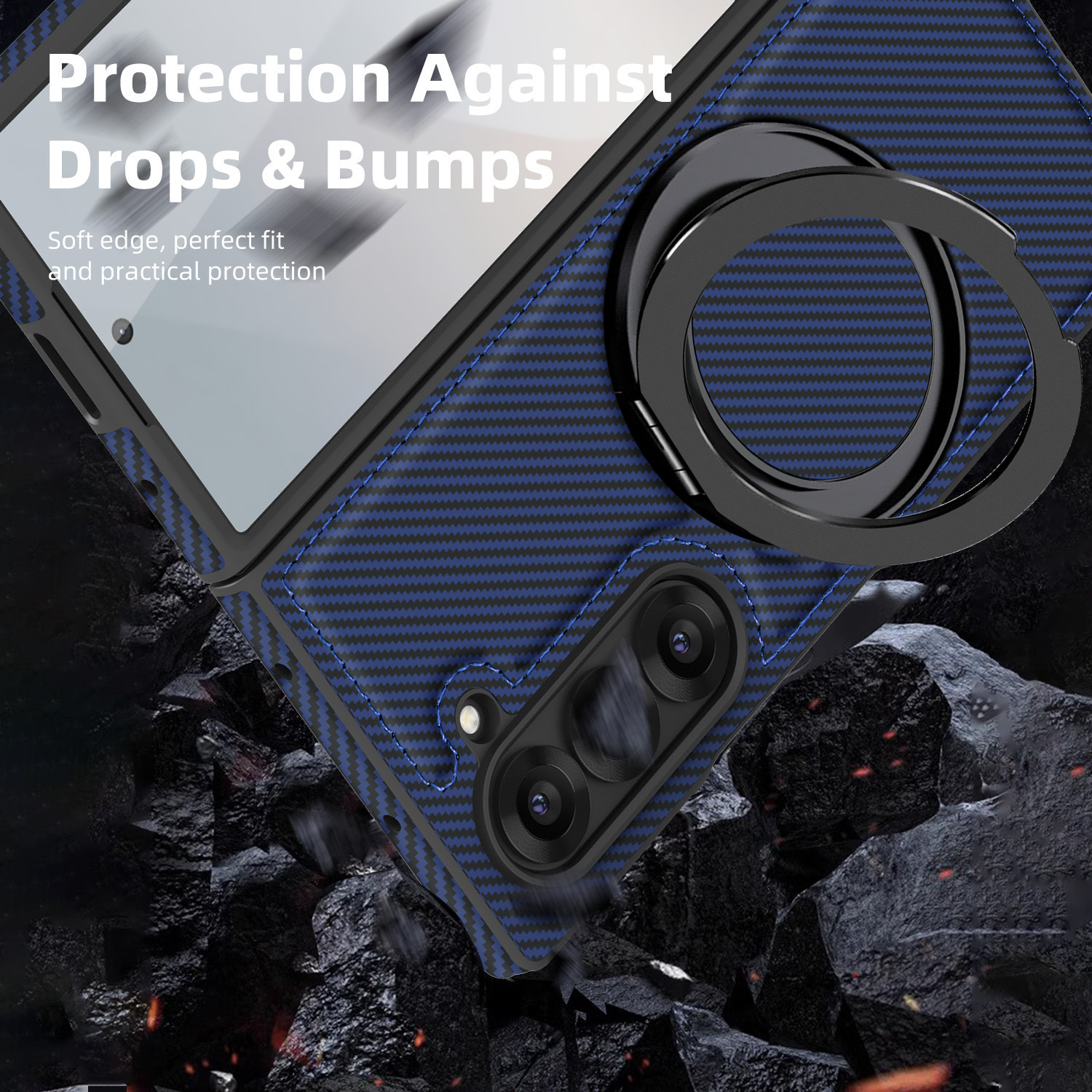 Compatible with Samsung Z Fold8/7 phone case 6/5 magnetic rotating 360° stand 4/3 carbon fiber textured folding screen leather case