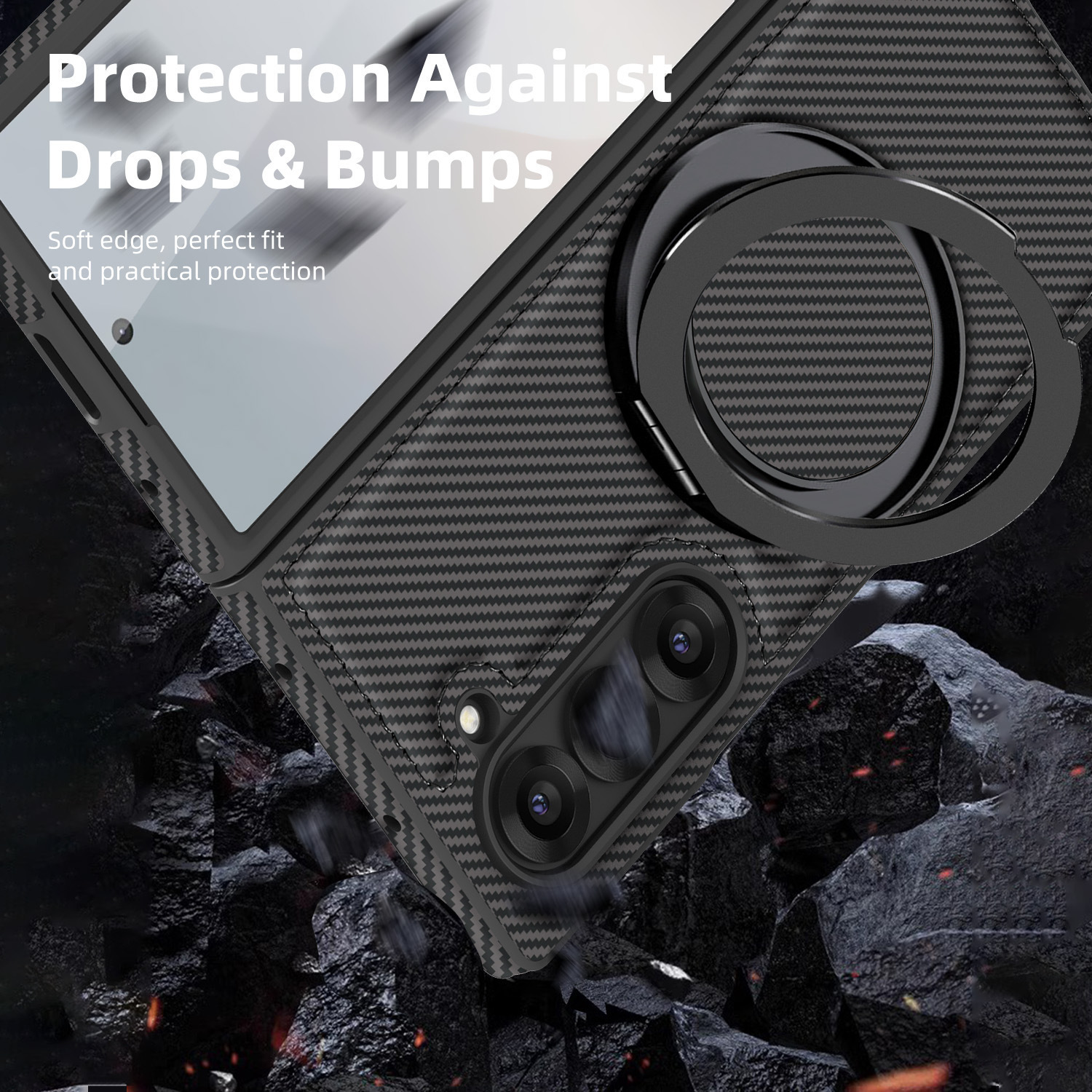 Compatible with Samsung Z Fold8/7 phone case 6/5 magnetic rotating 360° stand 4/3 carbon fiber textured folding screen leather case