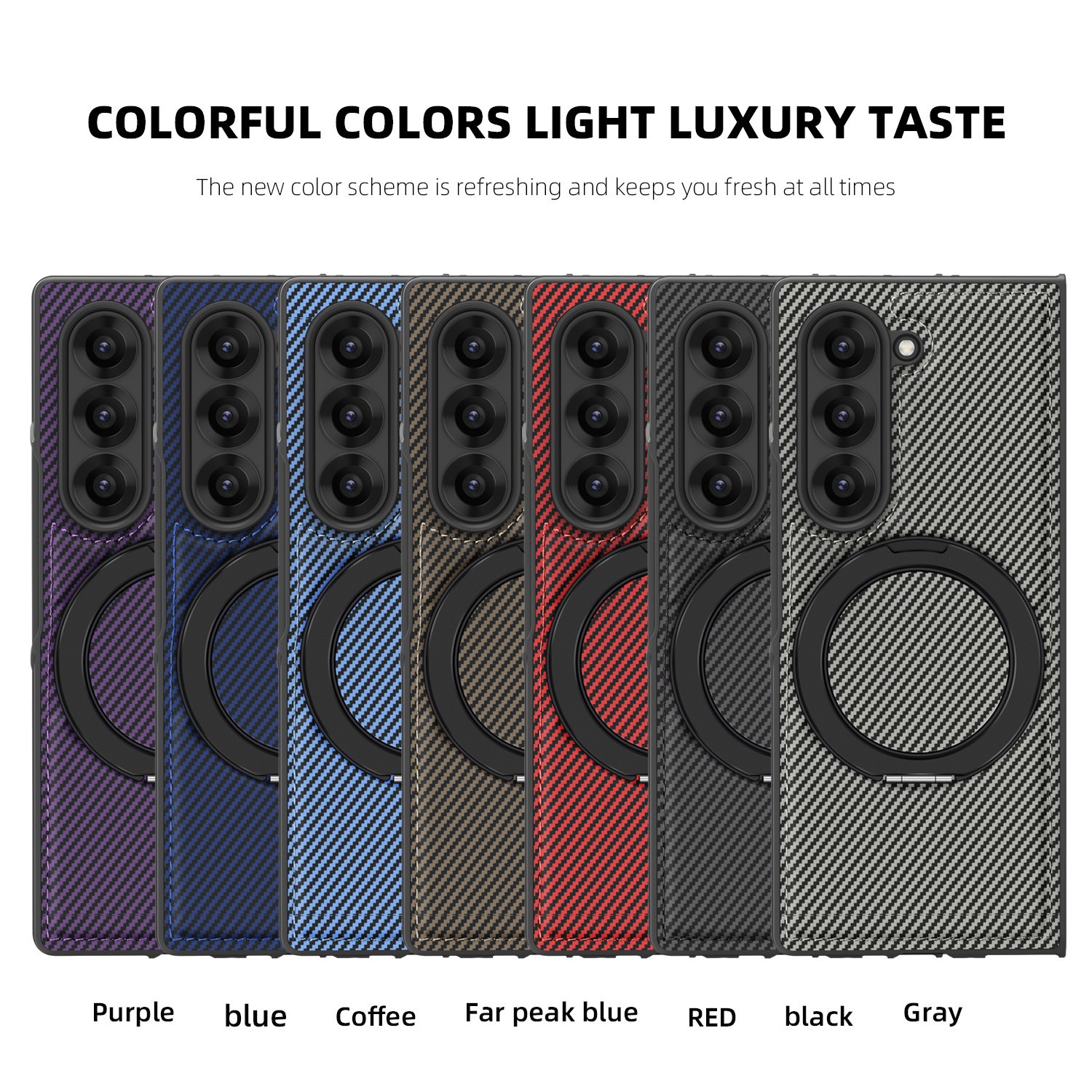 Compatible with Samsung Z Fold8/7 phone case 6/5 magnetic rotating 360° stand 4/3 carbon fiber textured folding screen leather case
