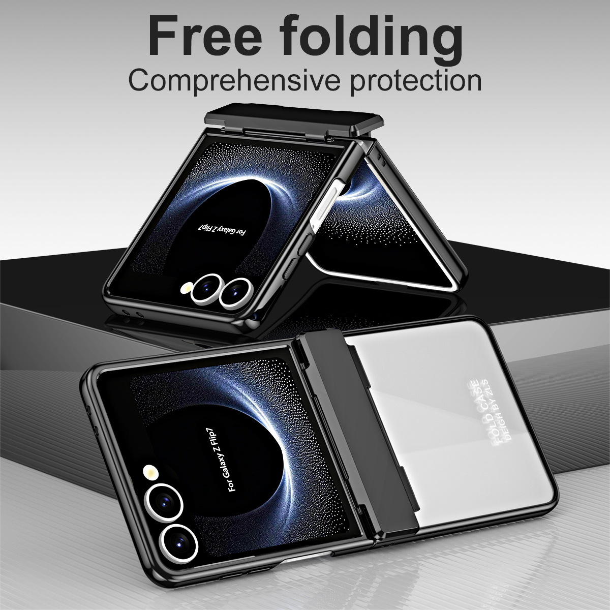 Compatible with Samsung Z Flip 8/7 phone case, electroplated case film, transparent phantom Flip 6/5 hinge full-coverage protective case