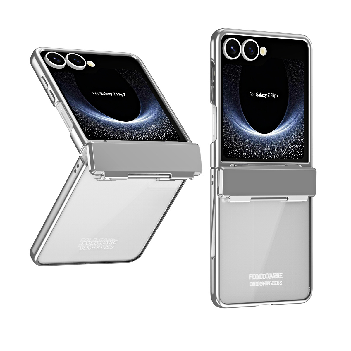 Compatible with Samsung Z Flip 8/7 phone case, electroplated case film, transparent phantom Flip 6/5 hinge full-coverage protective case