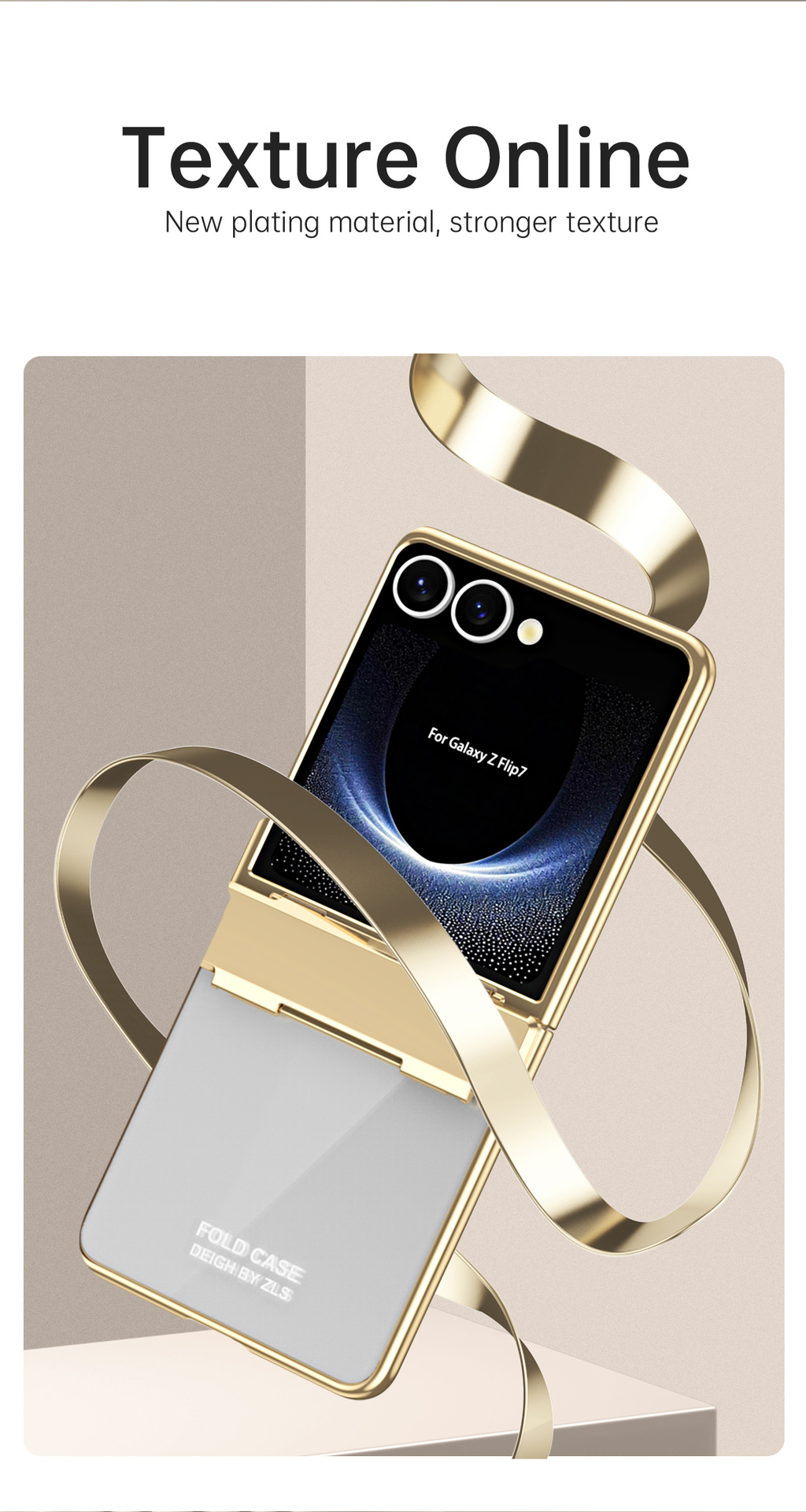 Compatible with Samsung Z Flip 8/7 phone case, electroplated case film, transparent phantom Flip 6/5 hinge full-coverage protective case