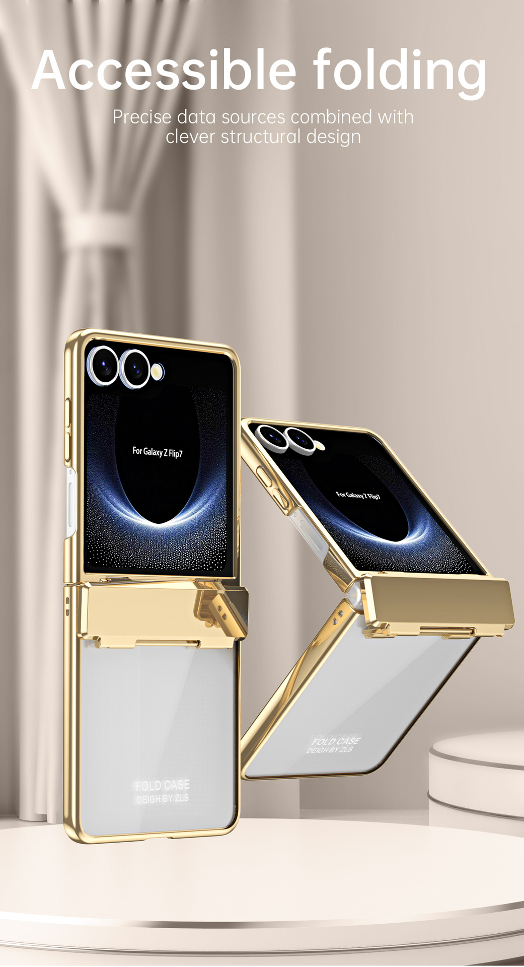 Compatible with Samsung Z Flip 8/7 phone case, electroplated case film, transparent phantom Flip 6/5 hinge full-coverage protective case