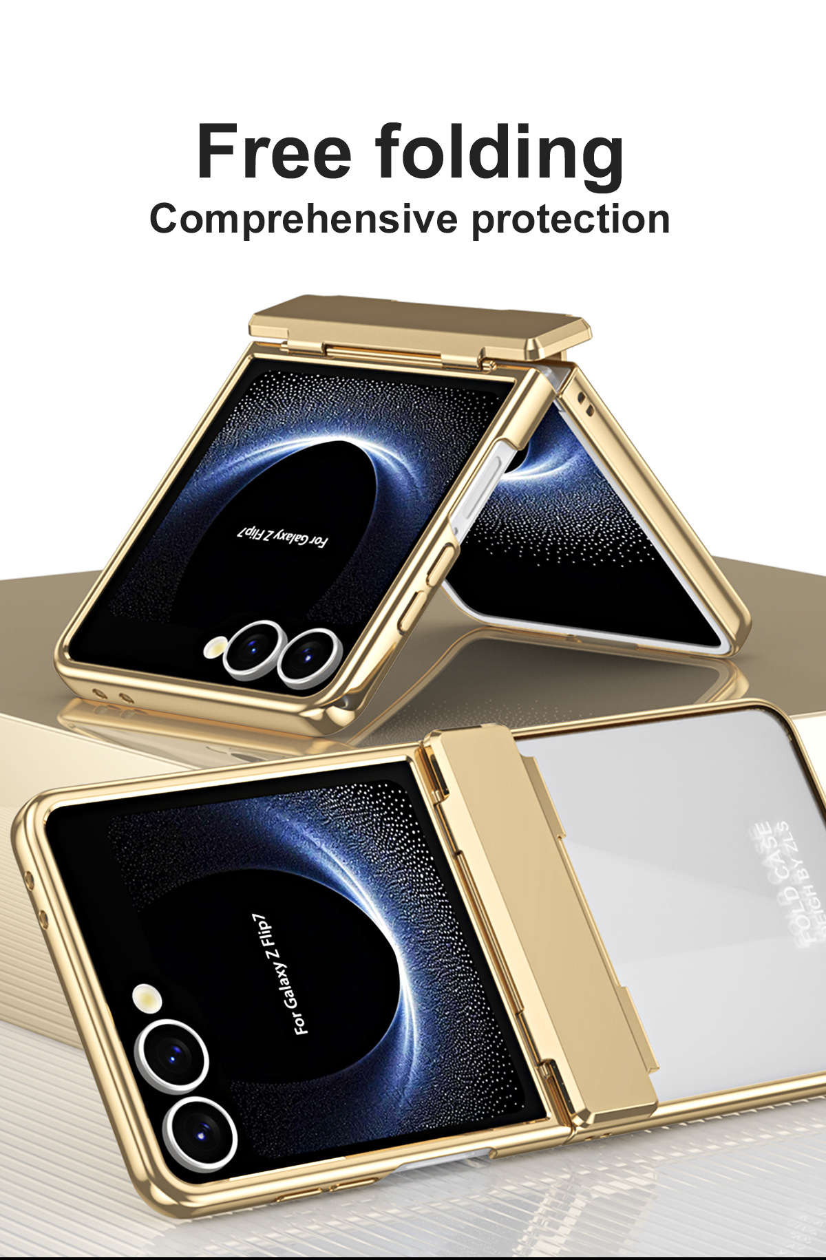 Compatible with Samsung Z Flip 8/7 phone case, electroplated case film, transparent phantom Flip 6/5 hinge full-coverage protective case