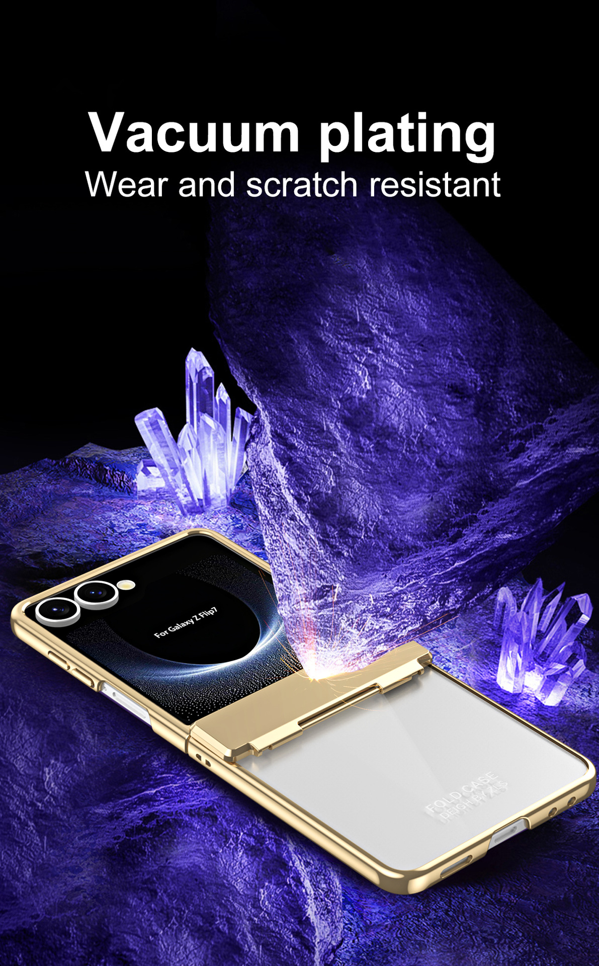 Compatible with Samsung Z Flip 8/7 phone case, electroplated case film, transparent phantom Flip 6/5 hinge full-coverage protective case