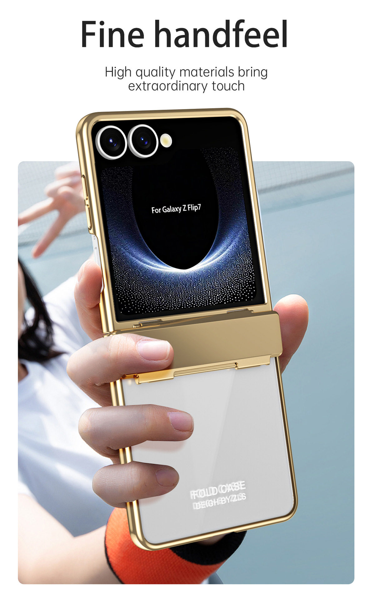 Compatible with Samsung Z Flip 8/7 phone case, electroplated case film, transparent phantom Flip 6/5 hinge full-coverage protective case