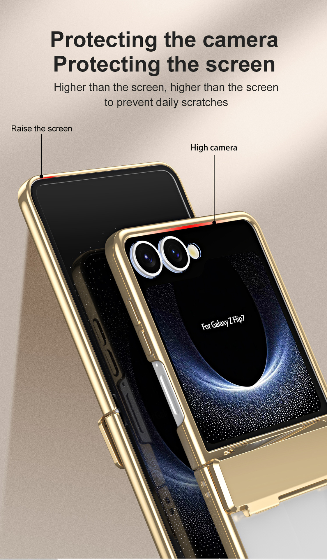 Compatible with Samsung Z Flip 8/7 phone case, electroplated case film, transparent phantom Flip 6/5 hinge full-coverage protective case