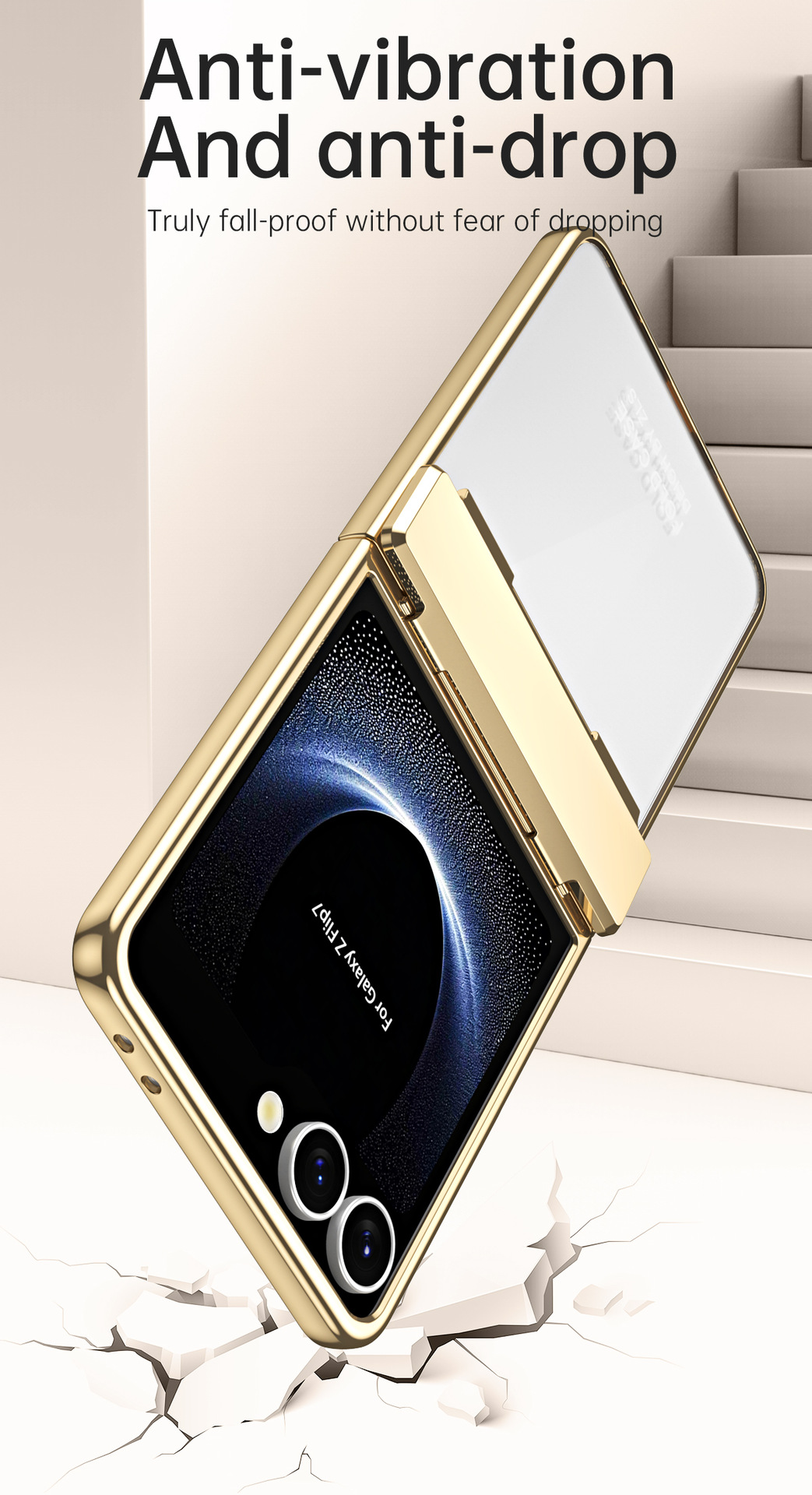 Compatible with Samsung Z Flip 8/7 phone case, electroplated case film, transparent phantom Flip 6/5 hinge full-coverage protective case