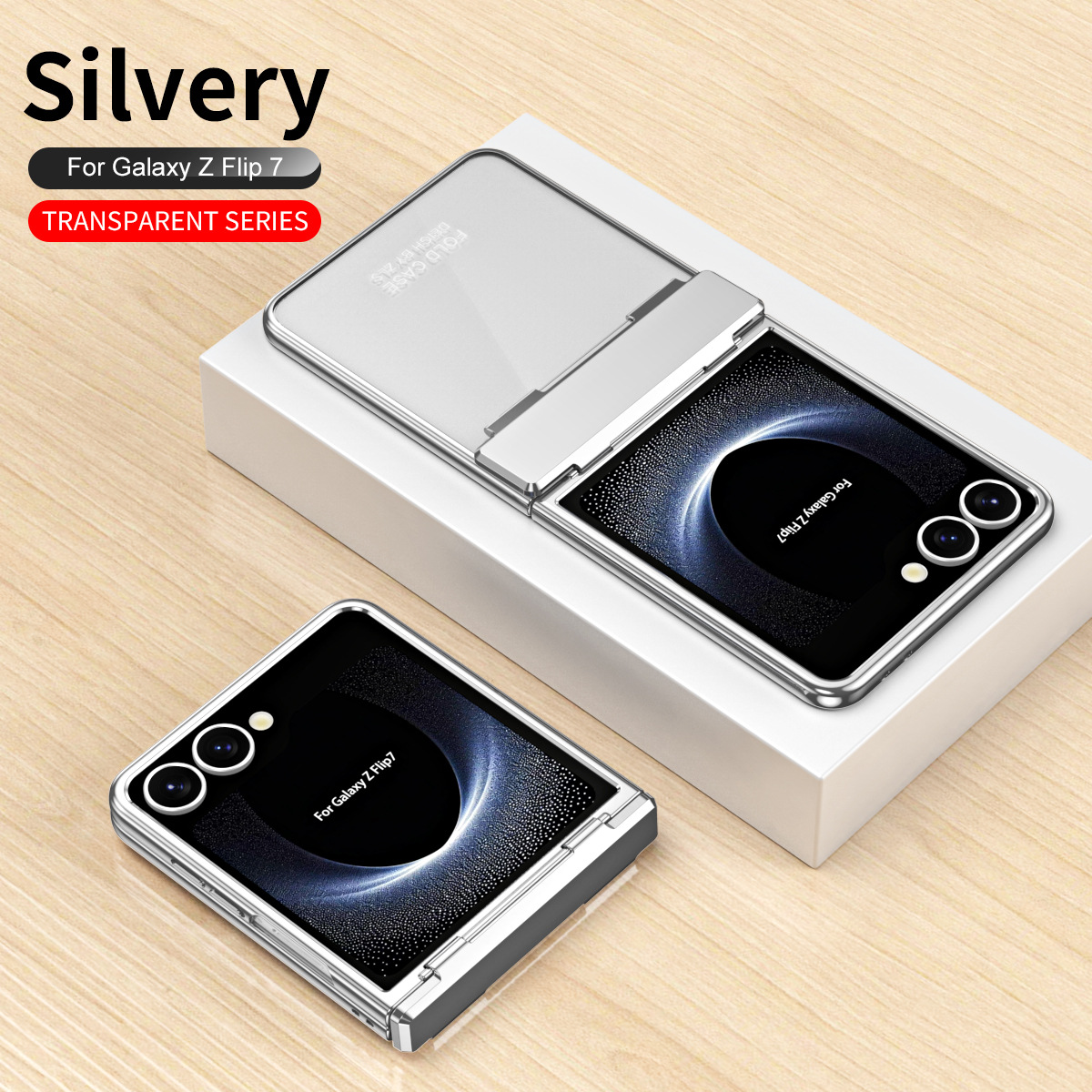 Compatible with Samsung Z Flip 8/7 phone case, electroplated case film, transparent phantom Flip 6/5 hinge full-coverage protective case