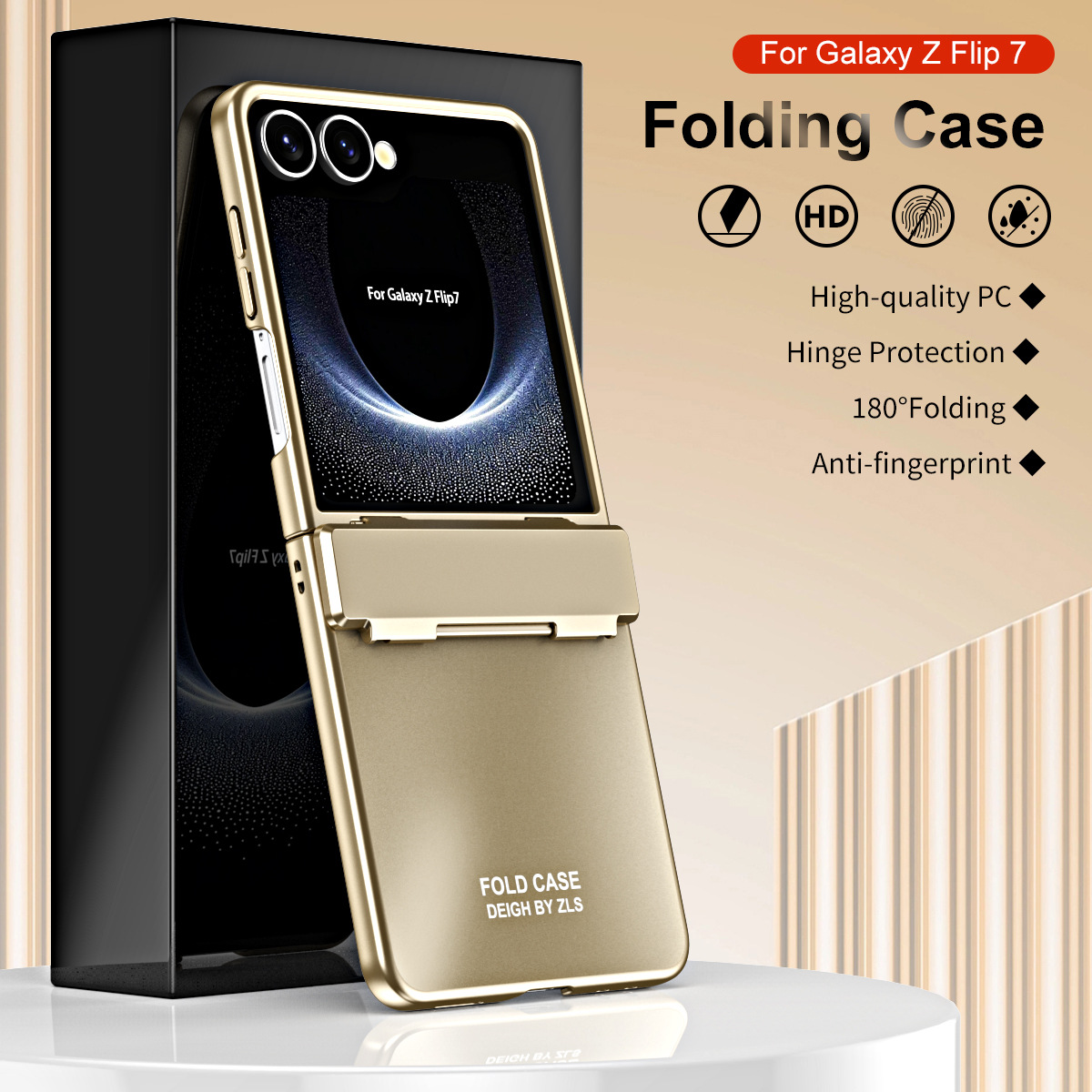 Compatible with Samsung Z Flip8/7 phone case, electroplated shell, integrated hinge, Flip6/5 full-coverage drop-proof protective case