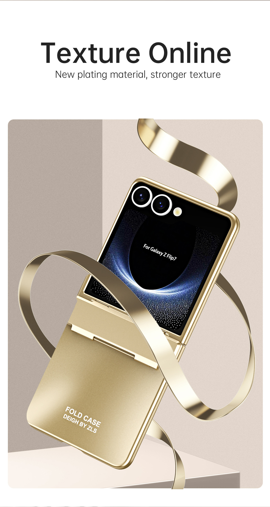 Compatible with Samsung Z Flip8/7 phone case, electroplated shell, integrated hinge, Flip6/5 full-coverage drop-proof protective case