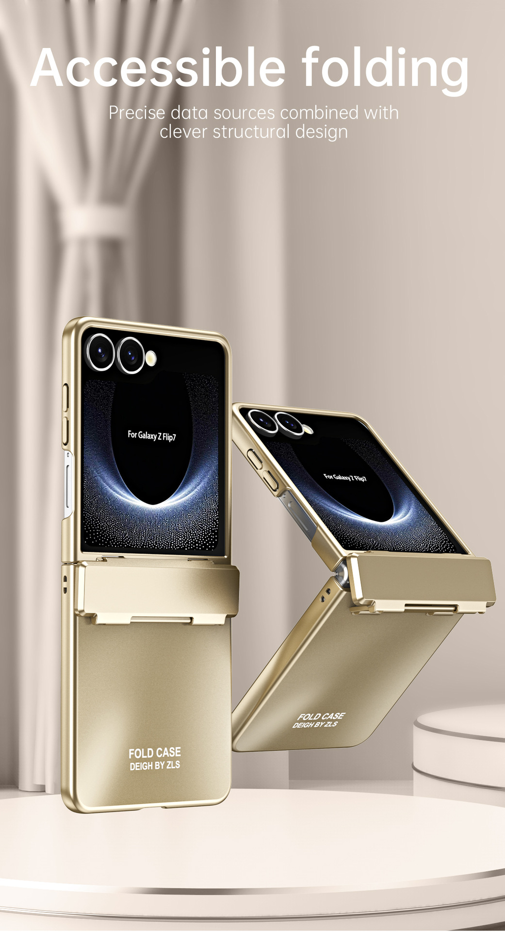 Compatible with Samsung Z Flip8/7 phone case, electroplated shell, integrated hinge, Flip6/5 full-coverage drop-proof protective case