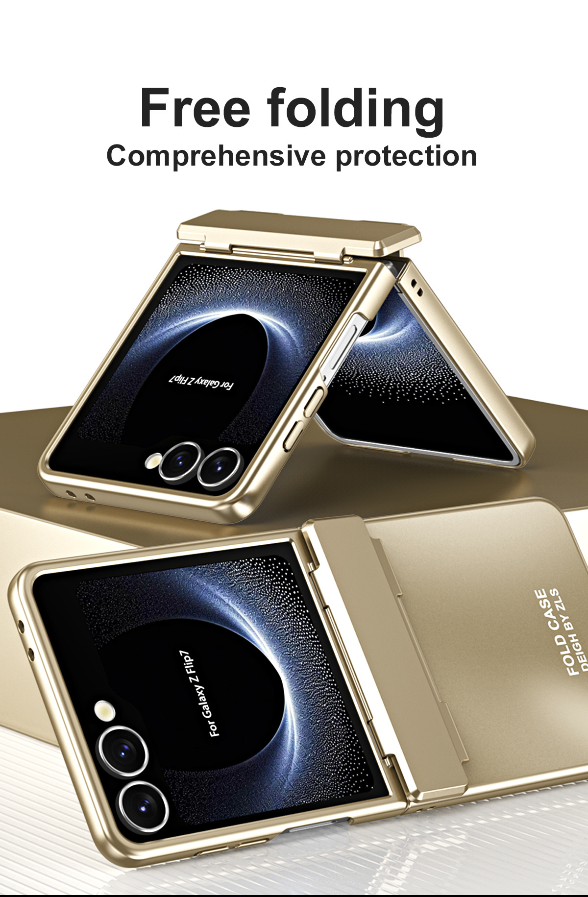 Compatible with Samsung Z Flip8/7 phone case, electroplated shell, integrated hinge, Flip6/5 full-coverage drop-proof protective case