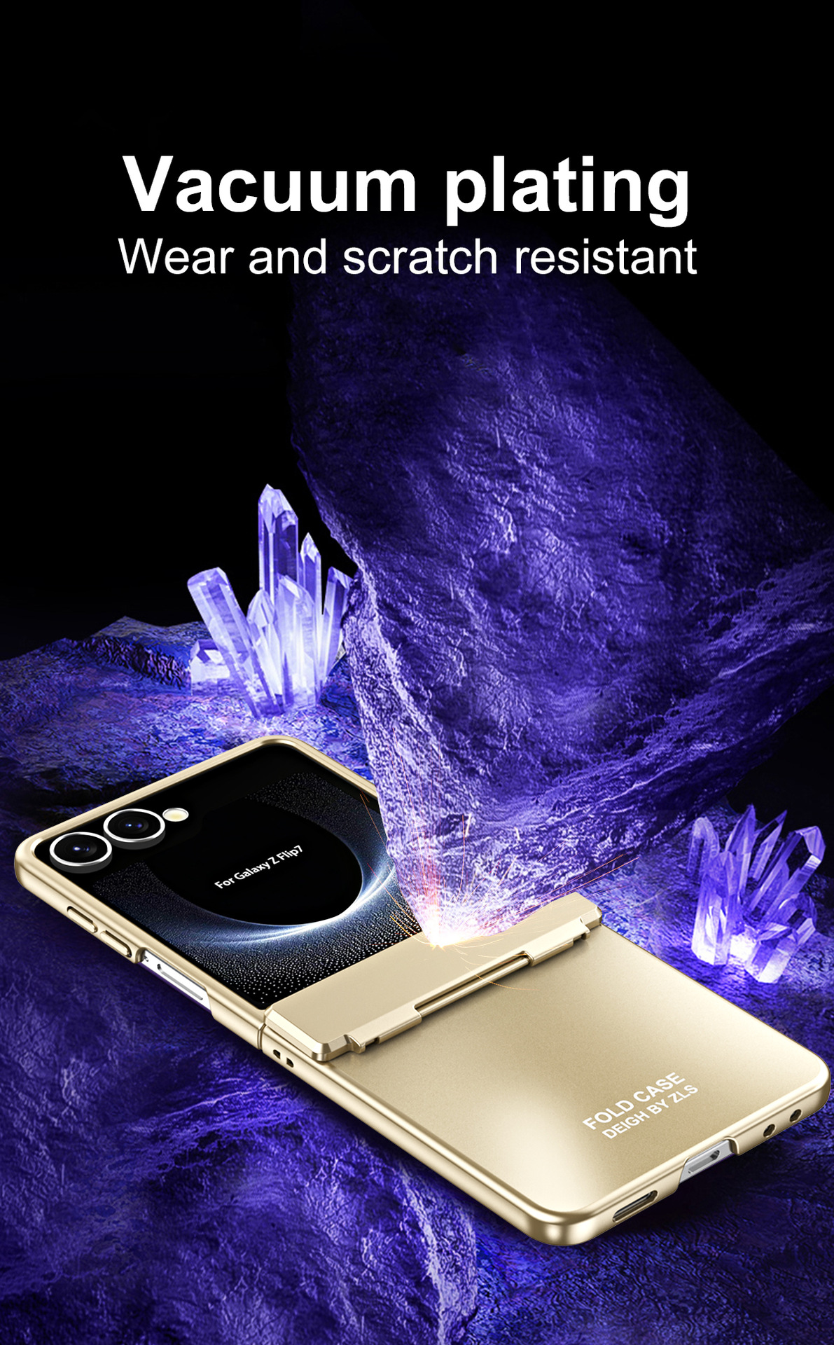 Compatible with Samsung Z Flip8/7 phone case, electroplated shell, integrated hinge, Flip6/5 full-coverage drop-proof protective case