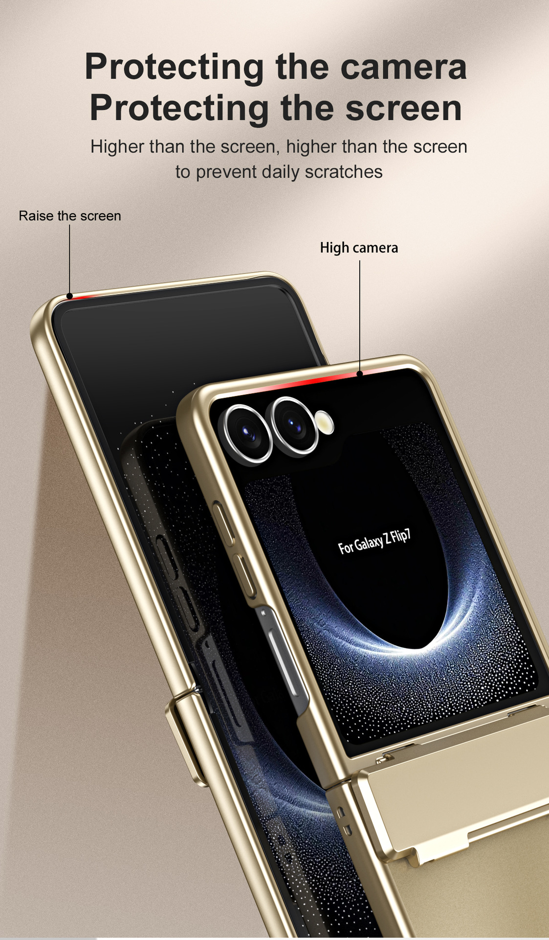 Compatible with Samsung Z Flip8/7 phone case, electroplated shell, integrated hinge, Flip6/5 full-coverage drop-proof protective case