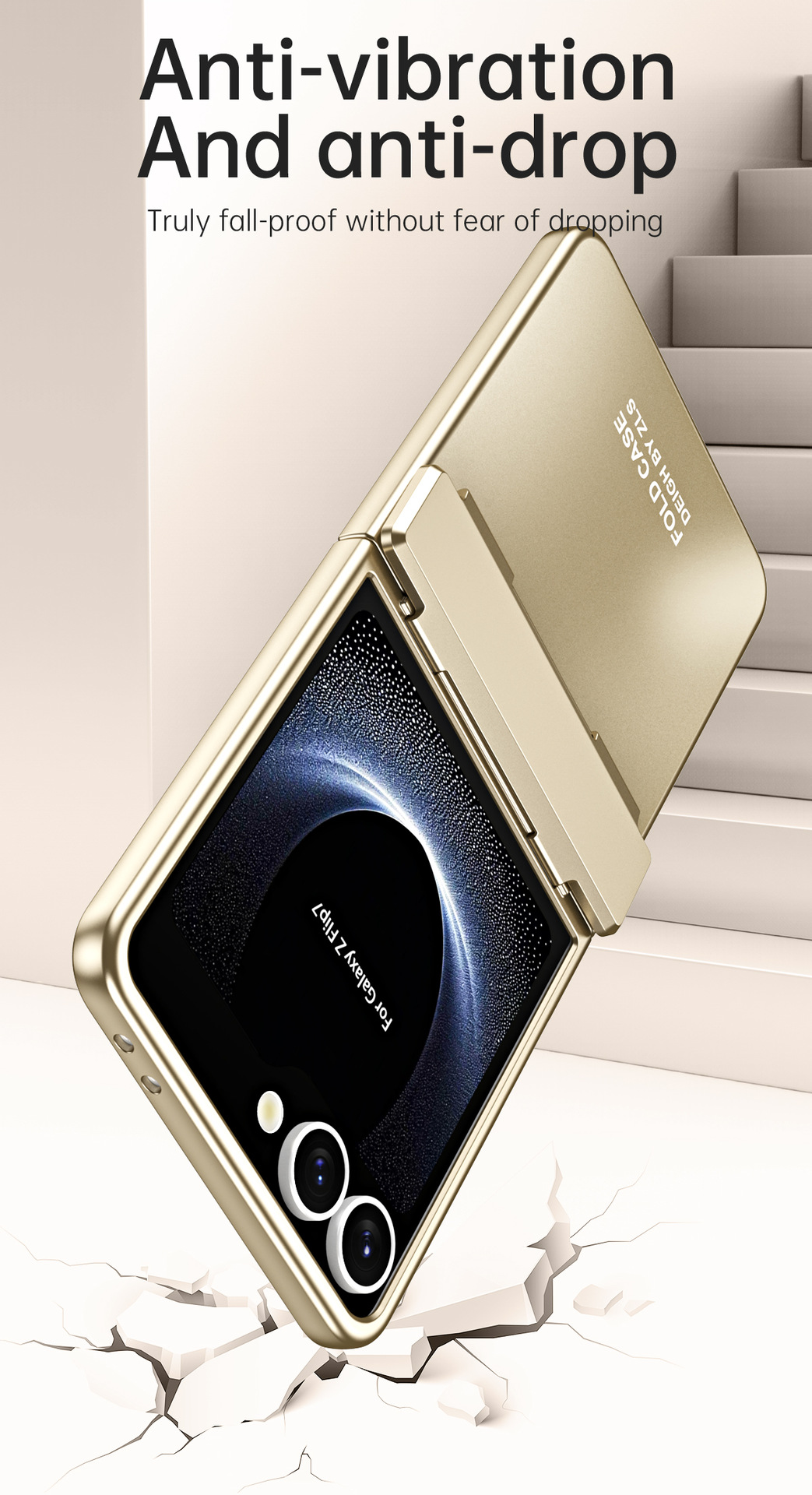 Compatible with Samsung Z Flip8/7 phone case, electroplated shell, integrated hinge, Flip6/5 full-coverage drop-proof protective case