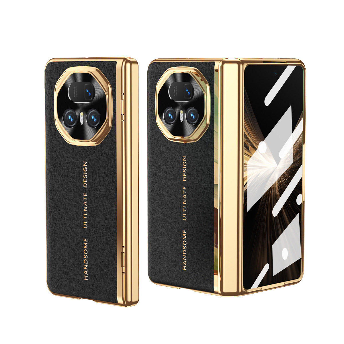 Compatible with Honor Magic V6 phone case, V5 case film, electroplated vegan leather full-coverage drop-proof V3 foldable screen protective case