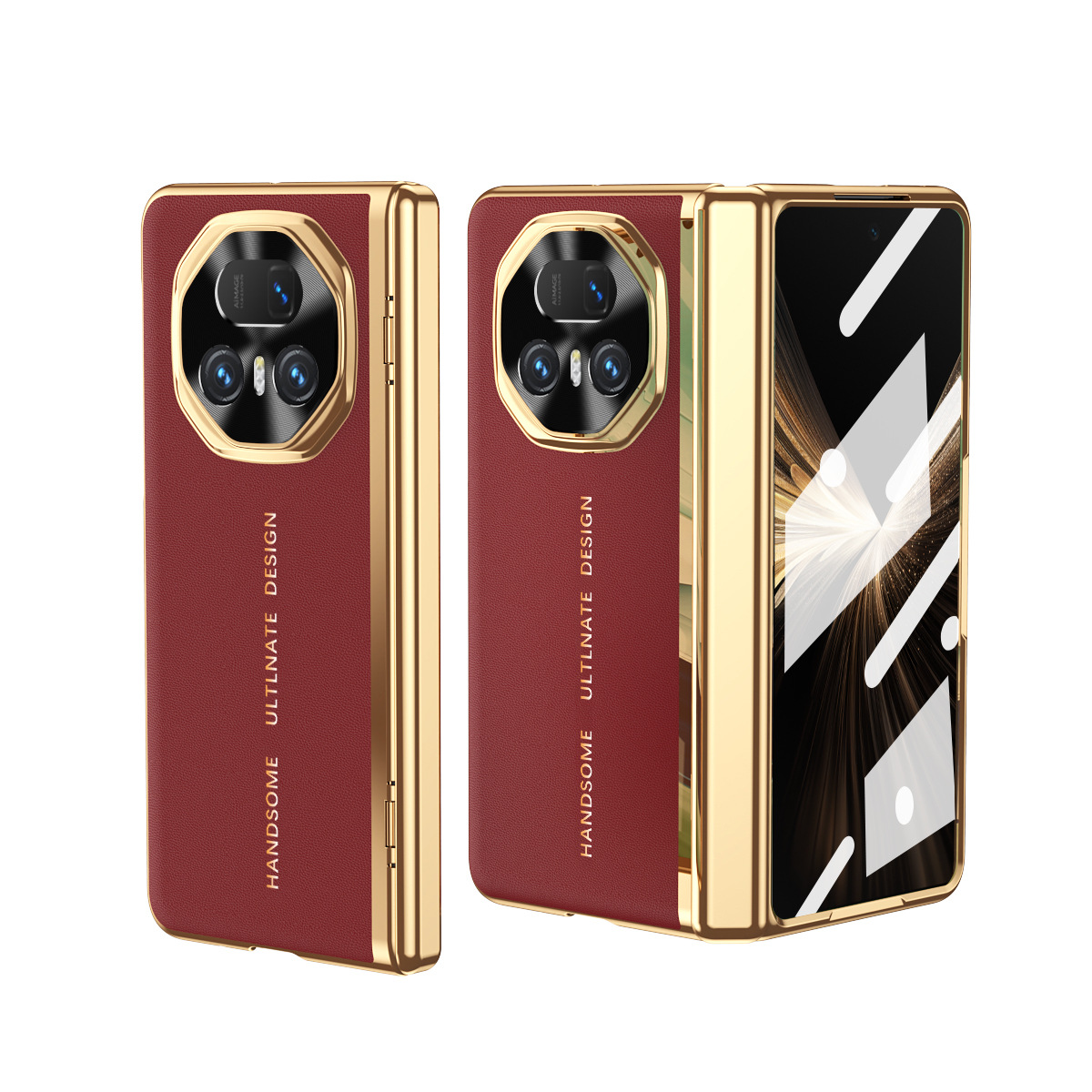 Compatible with Honor Magic V6 phone case, V5 case film, electroplated vegan leather full-coverage drop-proof V3 foldable screen protective case