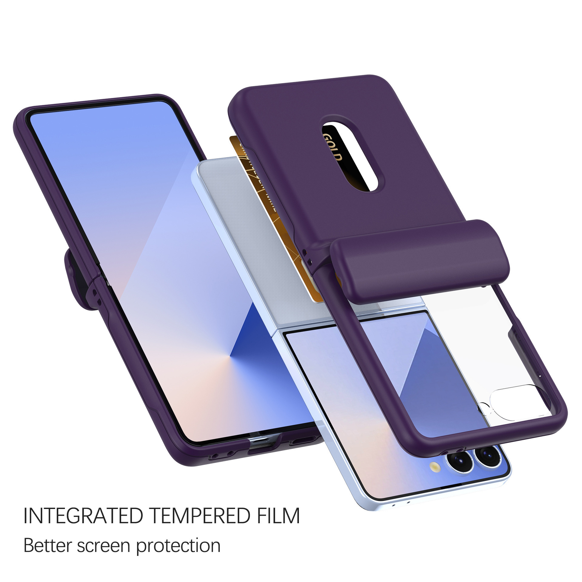 Compatible with Samsung Z Flip 8/7 phone case, SIM card slot, full-coverage spring hinge, Flip 6/5/4 drop-proof protective case.