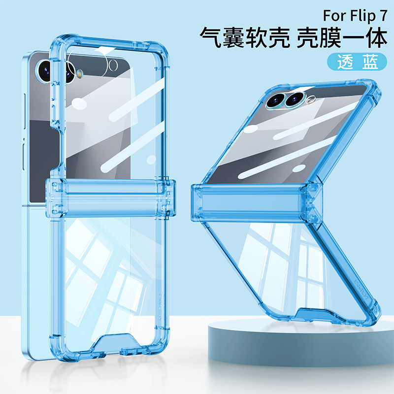 Compatible with Samsung Z Flip 8/7 phone case, transparent airbag central hinge, 6/5 folding screen, drop-proof protective case