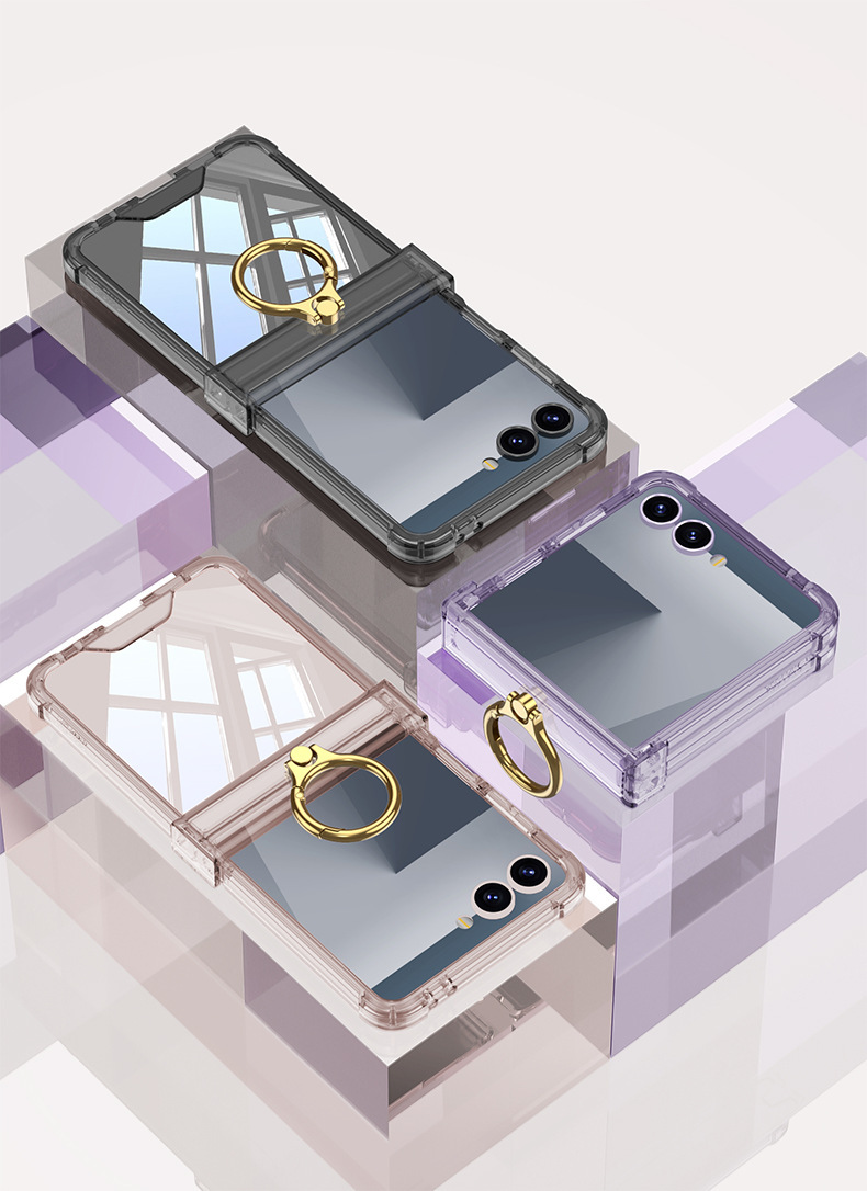 Compatible with Samsung Z Flip8/7 and Flip6/5 airbag hinge ring holder transparent drop-proof protective case