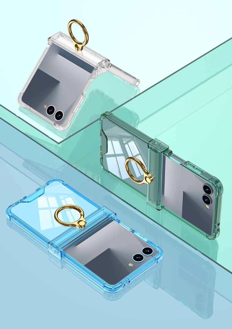 Compatible with Samsung Z Flip8/7 and Flip6/5 airbag hinge ring holder transparent drop-proof protective case