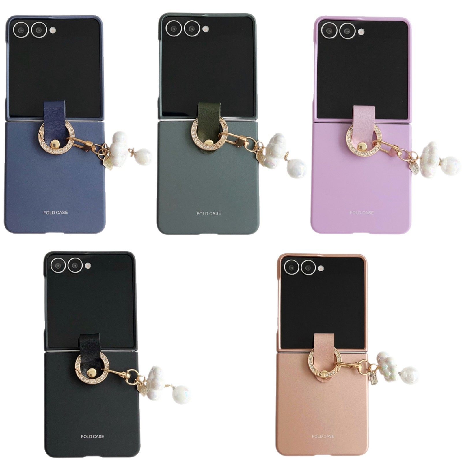 Compatible with Samsung Z Flip8 phone case, Flip7 fashion ring pendant jewelry, foldable screen ultra-thin shockproof case