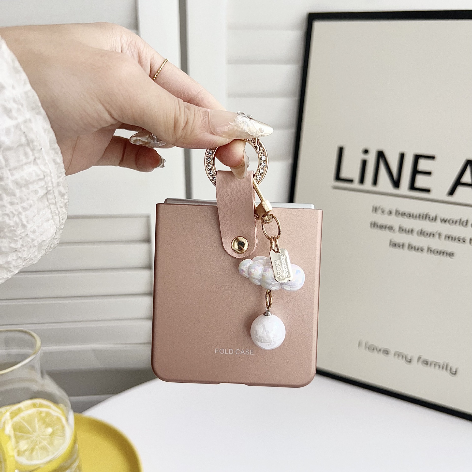 Compatible with Samsung Z Flip8 phone case, Flip7 fashion ring pendant jewelry, foldable screen ultra-thin shockproof case