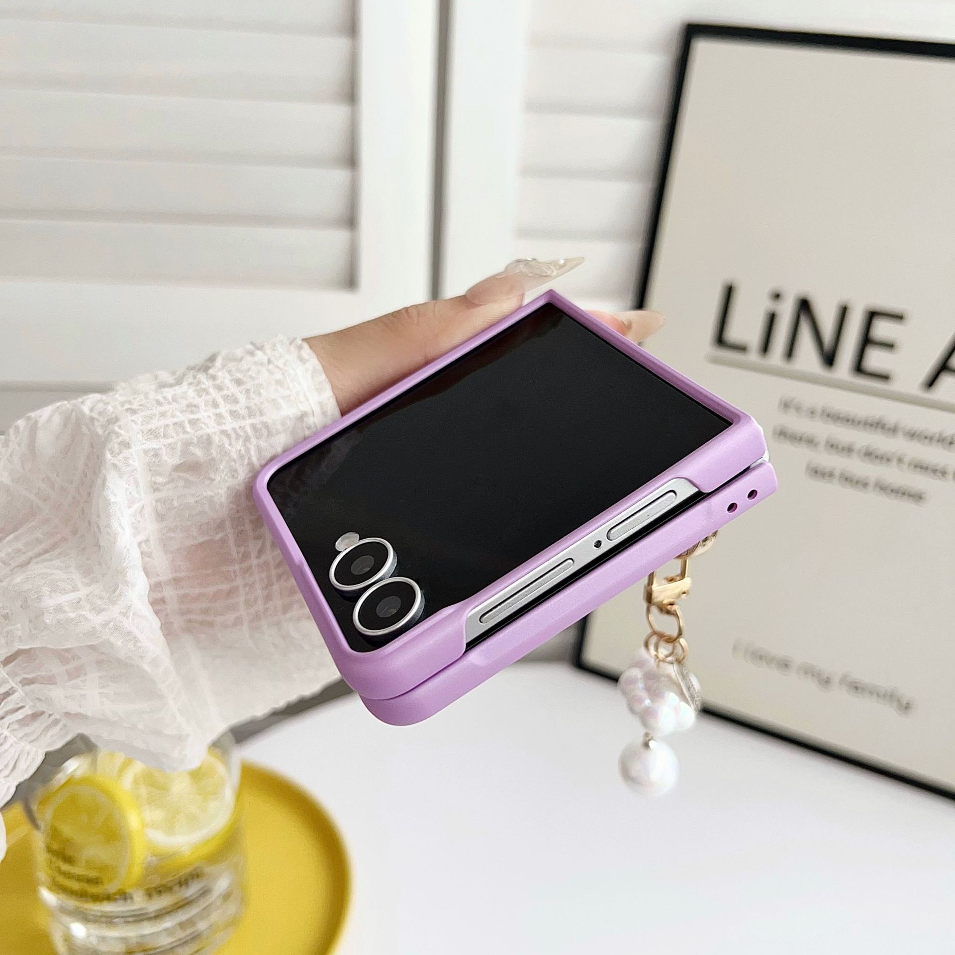 Compatible with Samsung Z Flip8 phone case, Flip7 fashion ring pendant jewelry, foldable screen ultra-thin shockproof case