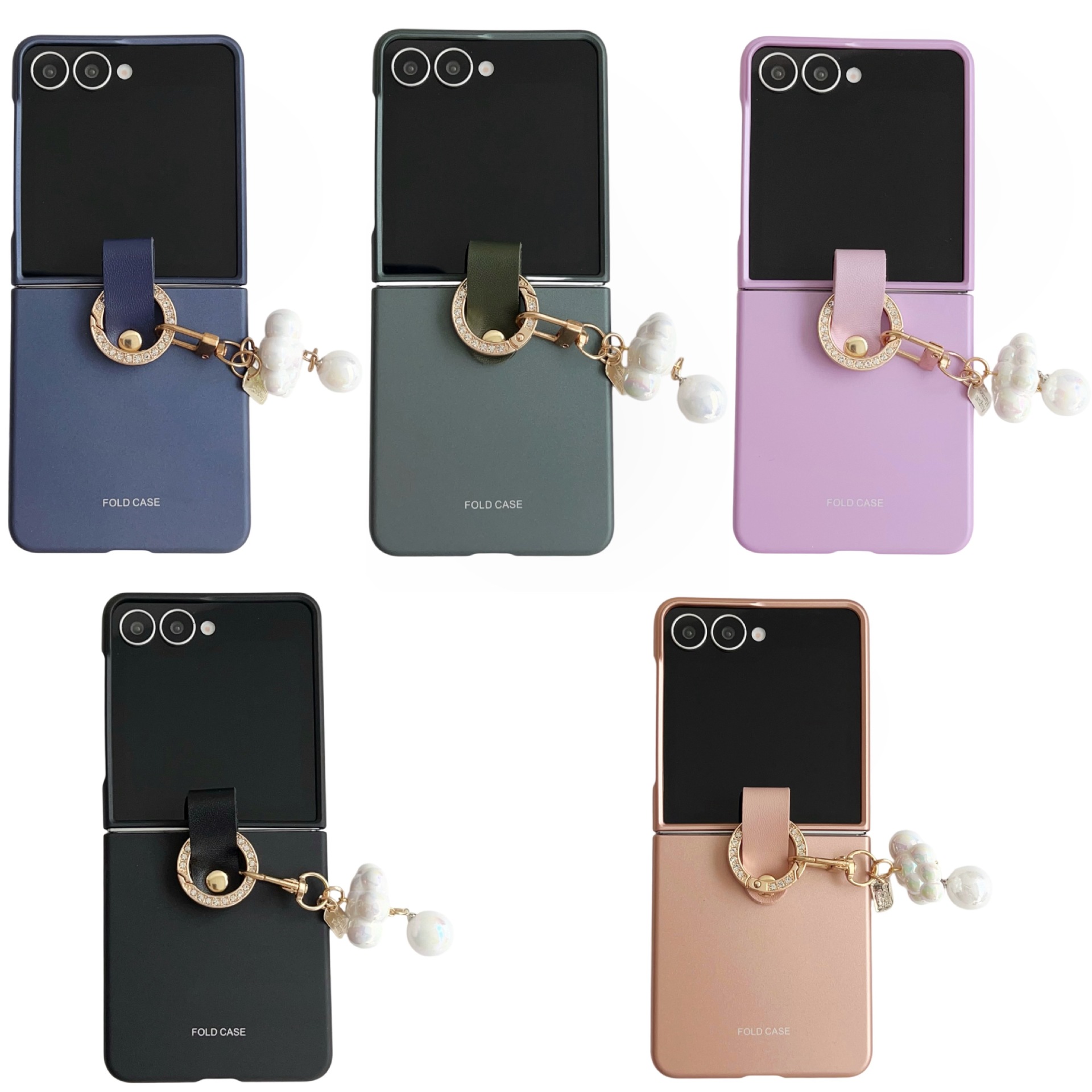 Compatible with Samsung Z Flip8 phone case, Flip7 fashion ring pendant jewelry, foldable screen ultra-thin shockproof case