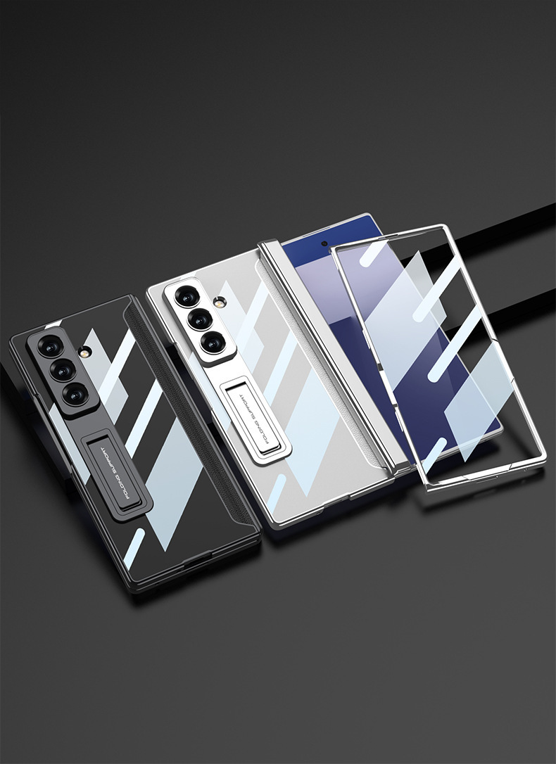Compatible with Samsung Z Fold8U/7 phone case, magnetic hinge, electroplated transparent stand, full-coverage protective case.