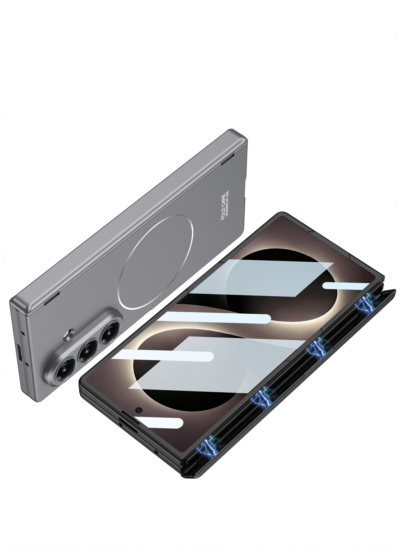 Compatible with Samsung Z Fold8U/7 phone case, featuring built-in magnetic charging and magnetic hinge, full-coverage drop-proof protective case.
