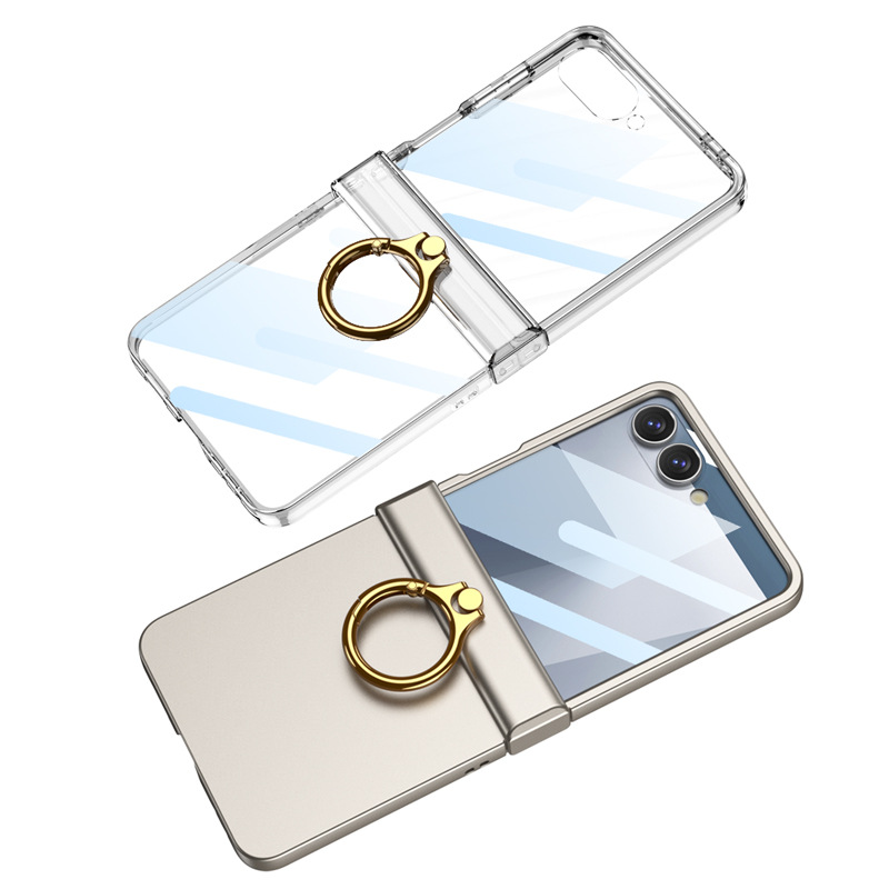 Compatible with Samsung Z Flip8/7 phone case, Flip6 hinge ring holder case, full-coverage drop-proof protective case