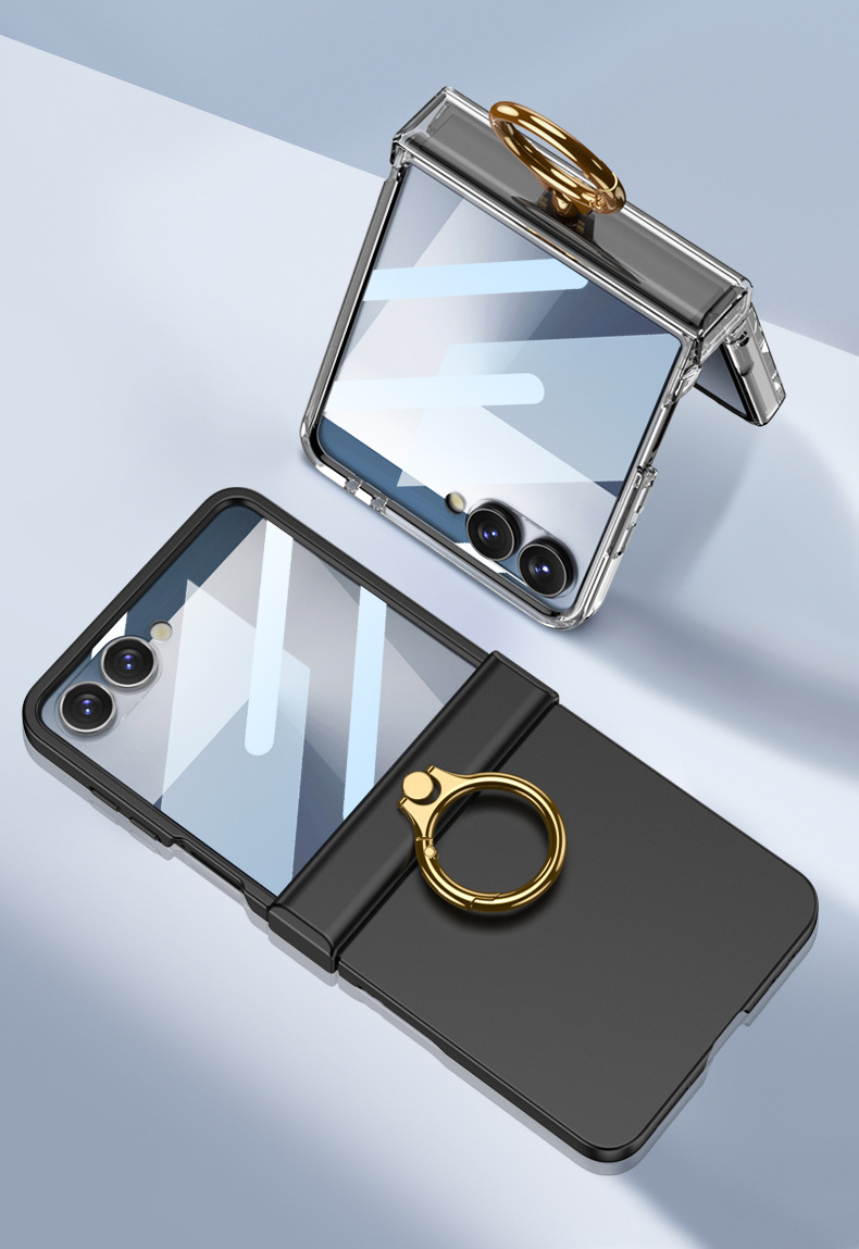 Compatible with Samsung Z Flip8/7 phone case, Flip6 hinge ring holder case, full-coverage drop-proof protective case